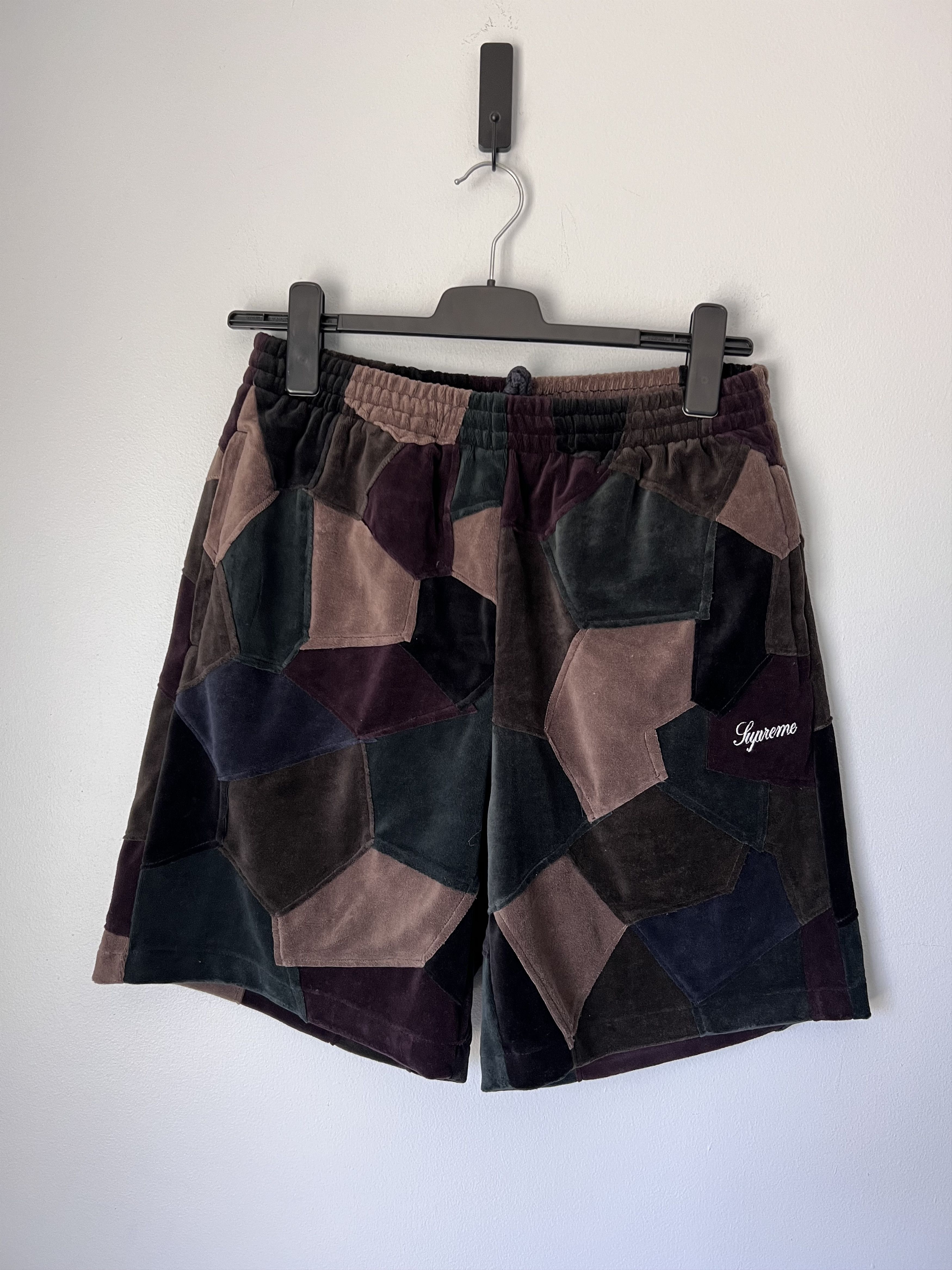 Supreme Patchwork Velour Short Dark Navy