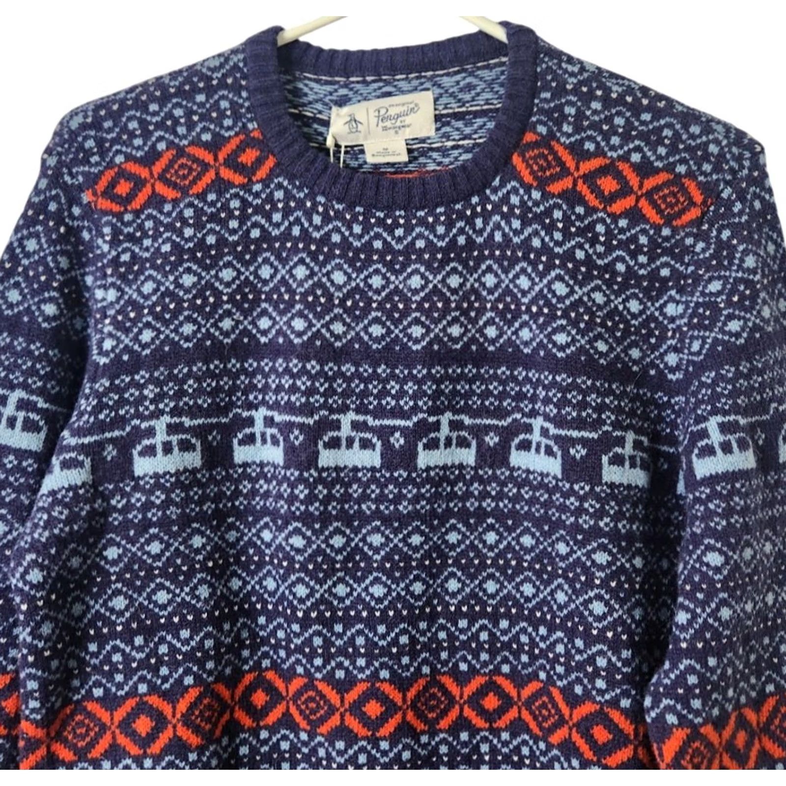 Vintage Penguin Mens M Wool Blend Knit Sweater Fair Isle Nordic Crewneck Size US M / EU 48-50 / 2 - 3 Thumbnail