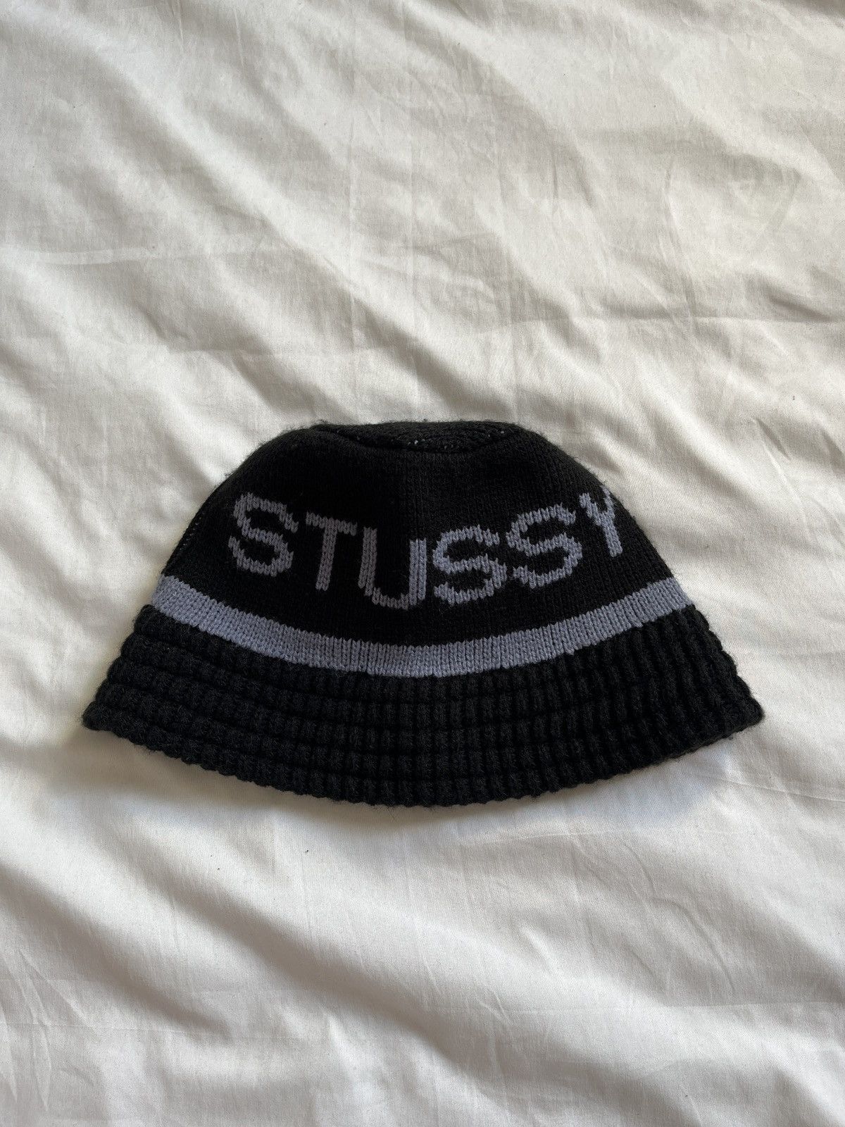 Stussy [L/XL] Stussy jacquard knit buket hat natural | Grailed