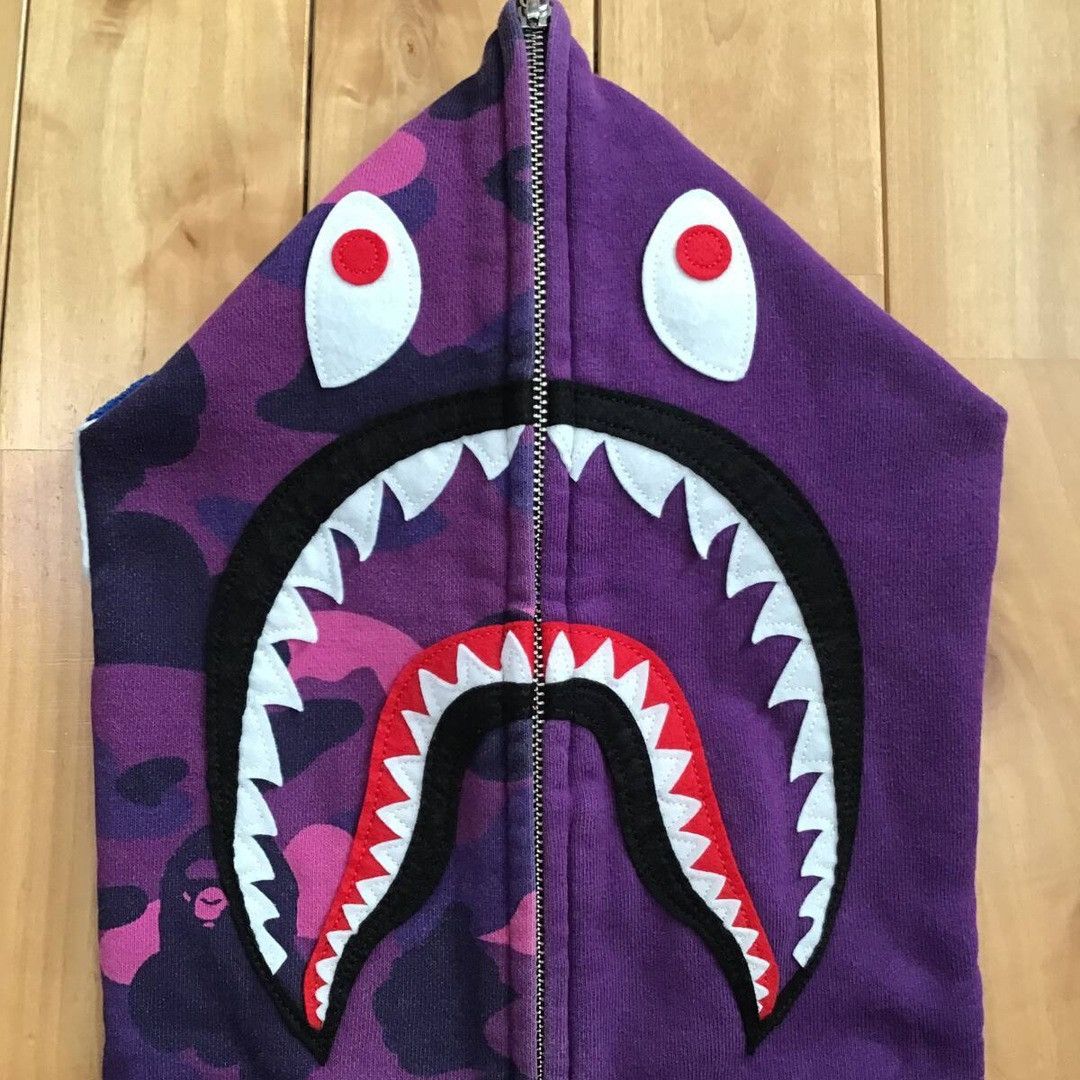 Bape BAPE Purple camo shark full zip hoodie a bathing ape Size US M / EU 48-50 / 2 - 3 Thumbnail