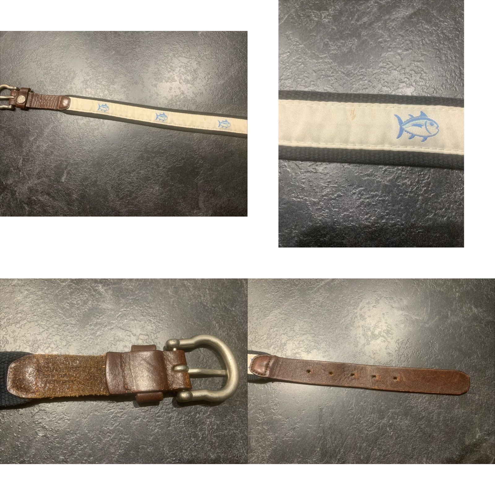 Southern Tide Southern Tide Leather Belt Men's 32 Blue Fish Embroidered Golf Mens Size 32 - 8 Thumbnail