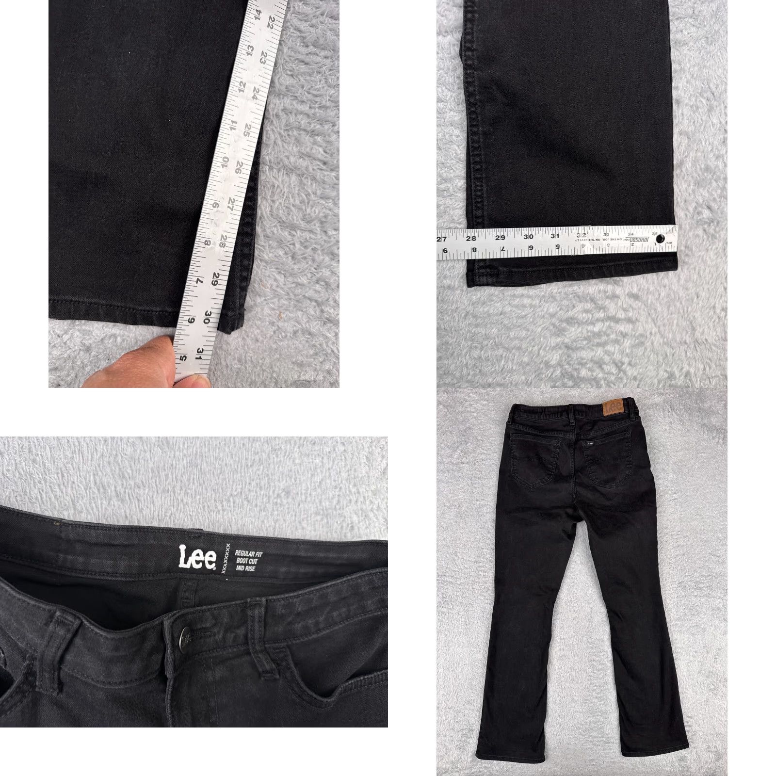 Lee Lee Jeans Women 30x31 Black Denim Bootcut Mid Rise Cotton Blend 30 Inseam 31 Pockets Stretch Size 30" / US 8 / IT 44 - 9 Thumbnail