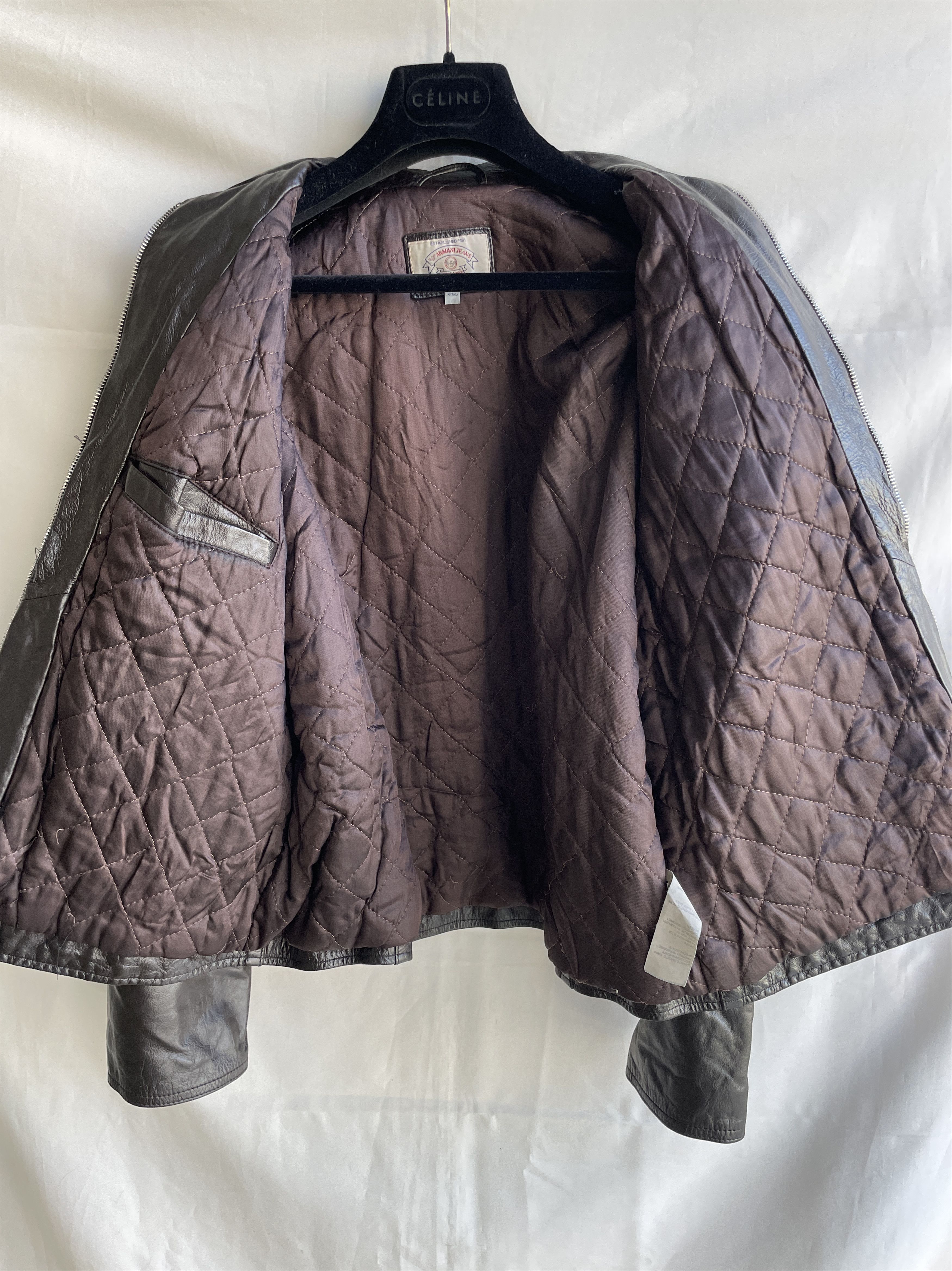 Giorgio Armani Armani Jeans Vintage 90s 00s Womens Collared Leather Jacket Size M / US 6-8 / IT 42-44 - 4 Thumbnail