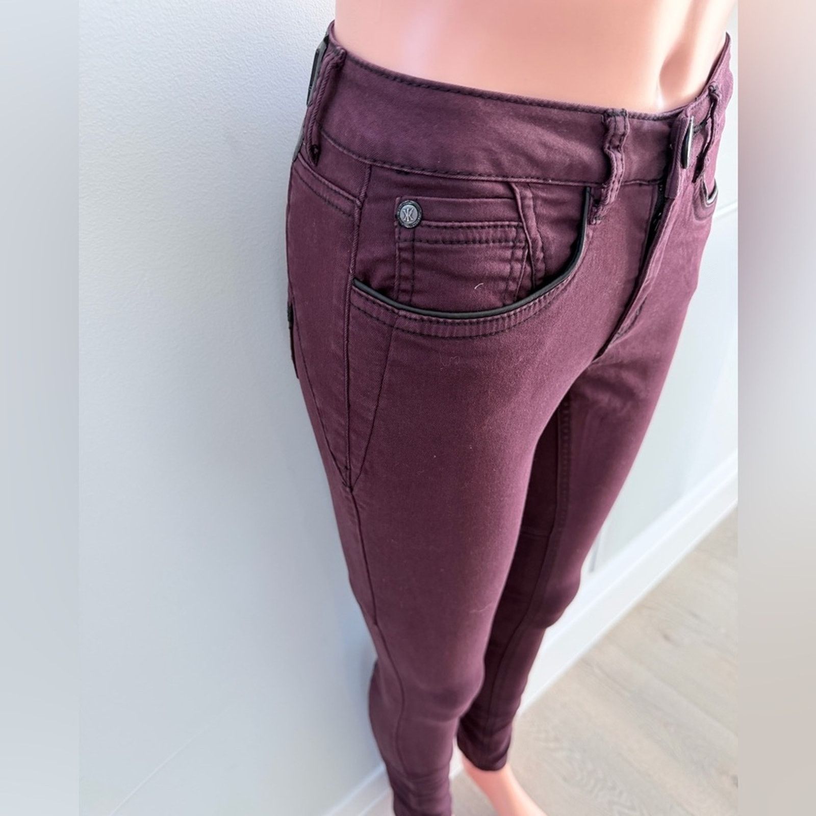Other New Y2K Burgundy Maroon Jeans with Lace-Up Detail size 25 Size 25" / US 0 / IT 36 - 8 Thumbnail
