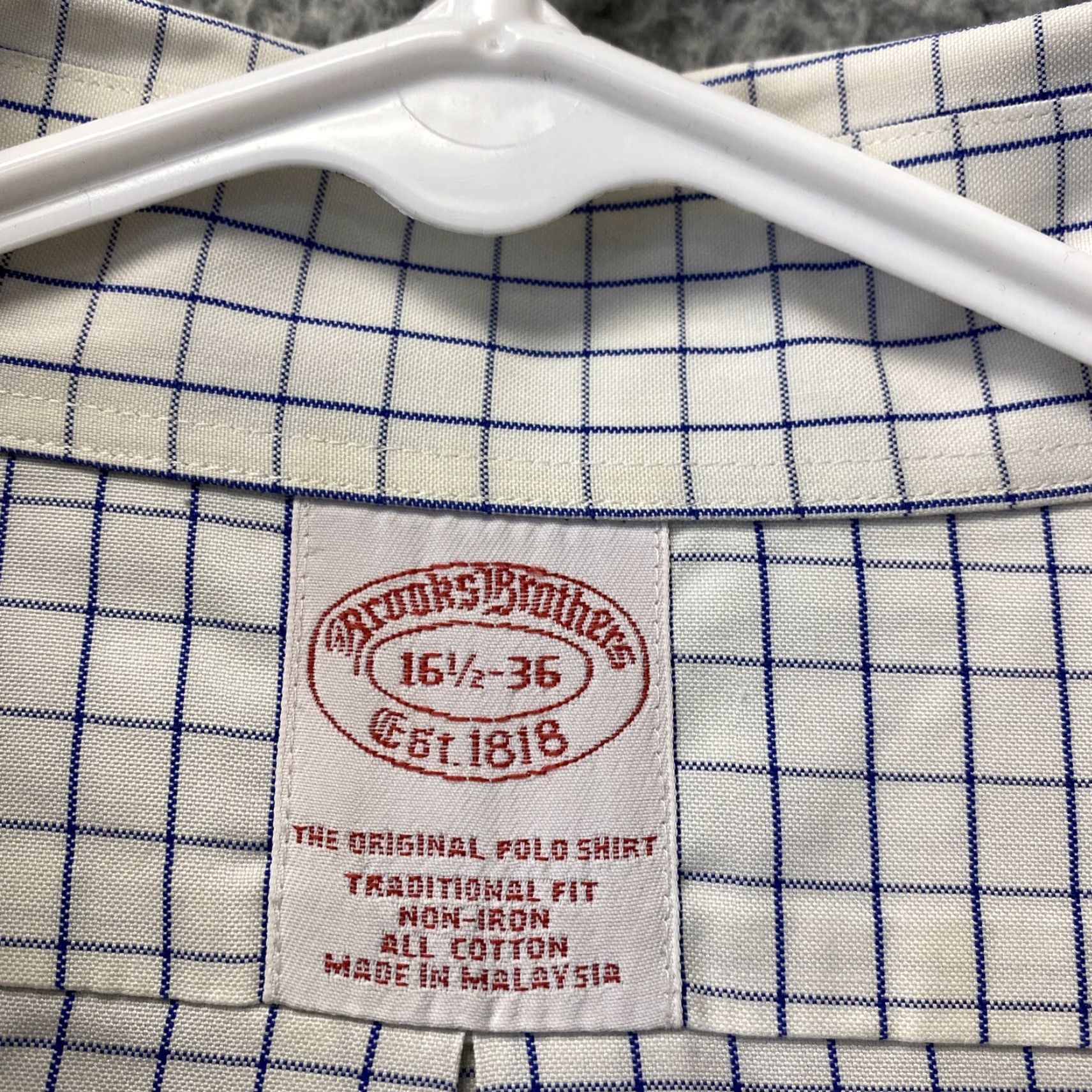 Brooks Brothers Brooks Brothers 1818 Men's Dress Shirt Long Sleeve Button-Down Regular Fit 16.5 Regent Blue Check Business Casual Formal Wedding Size 42R - 3 Thumbnail