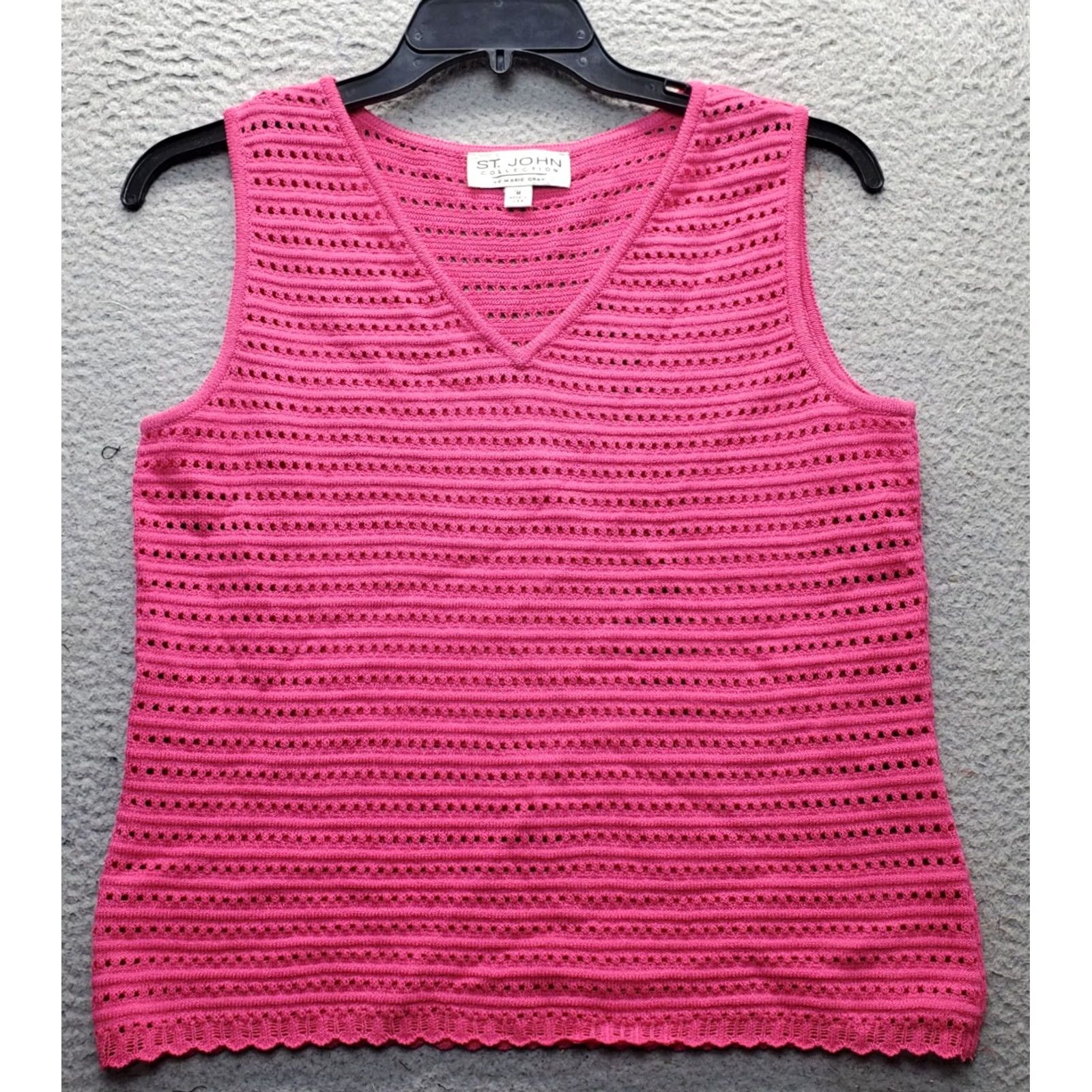 St. John St. John Womens Vest Shirt M Pink Sleeveless Pullover Knitted Knit V-Neck Casual Travel Ready Size M / US 6-8 / IT 42-44 - 2 Thumbnail