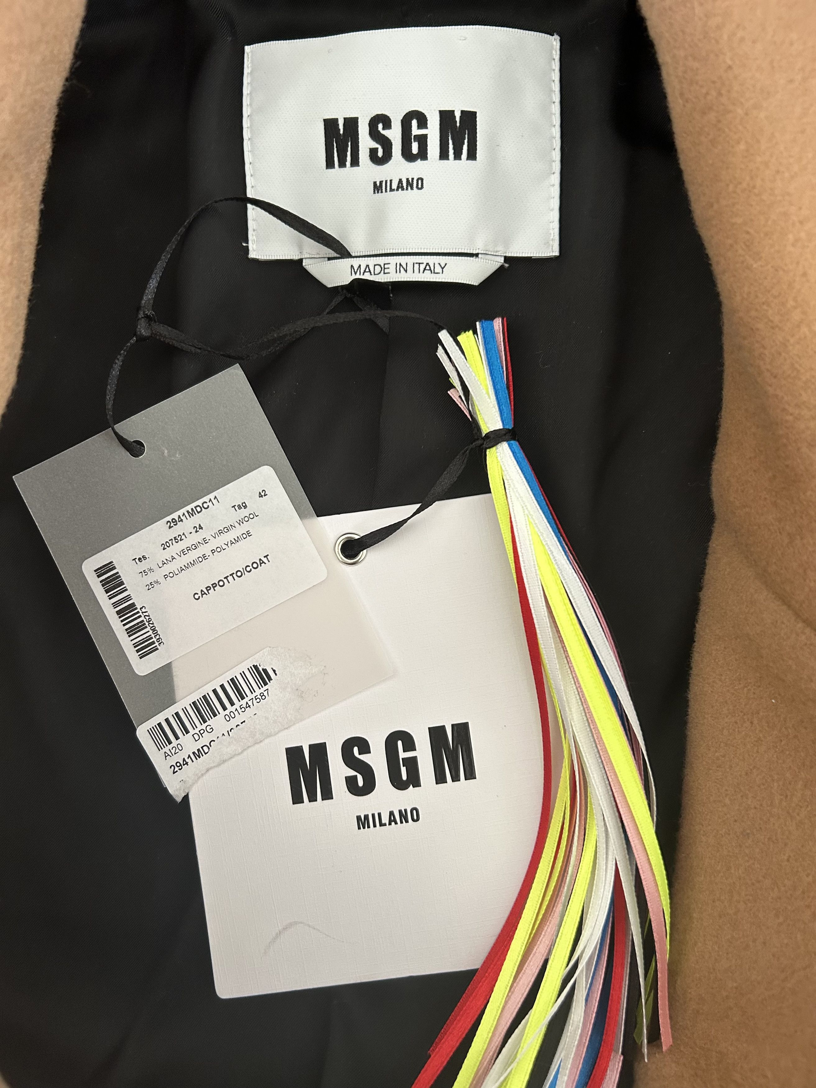 MSGM MSGM Beige/Tan/Camel Coat Wool Blend IT 42 NWT Belt Size M / US 6-8 / IT 42-44 - 3 Thumbnail
