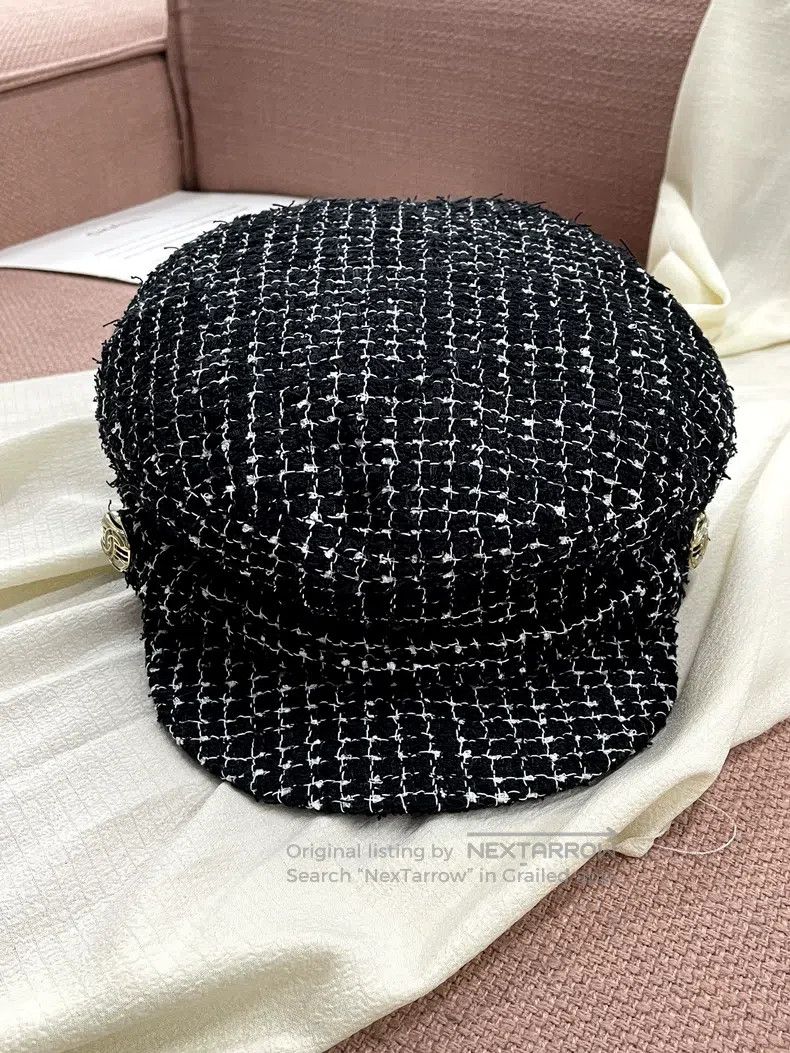 Chanel Chanel SizeL 21P black tweed newspaper hat Size ONE SIZE - 3 Thumbnail