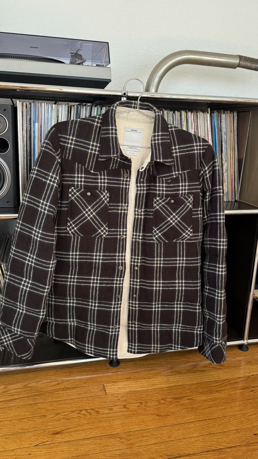 Visvim Kerchief Down Jacket Shirt sz3 (WOOL CHECK) BROWN