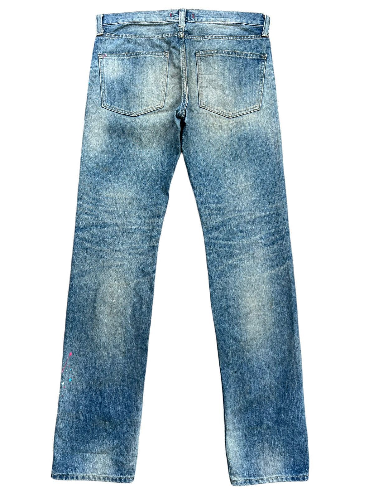Japanese Brand Vintage Red Card Japan Faded Distressed Slim Fit Jeans 33x33 Size US 33 - 3 Thumbnail