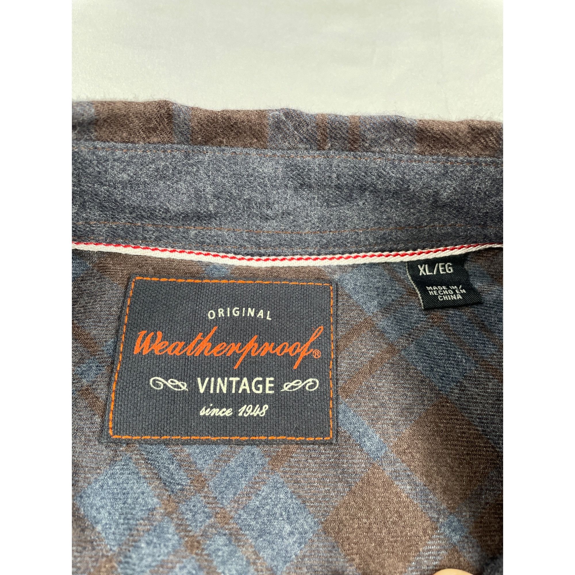 Weatherproof WeatherProof SKU 7646 Mens Brown And Blue Plaid Button Up Sh Size US XL / EU 56 / 4 - 13 Thumbnail