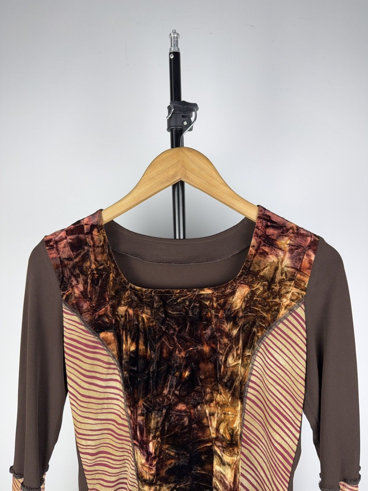 Other Y2K Mesh Panel Top Gaultier Style Crushed Velvet & Stripes Size M / US 6-8 / IT 42-44 - 3 Thumbnail