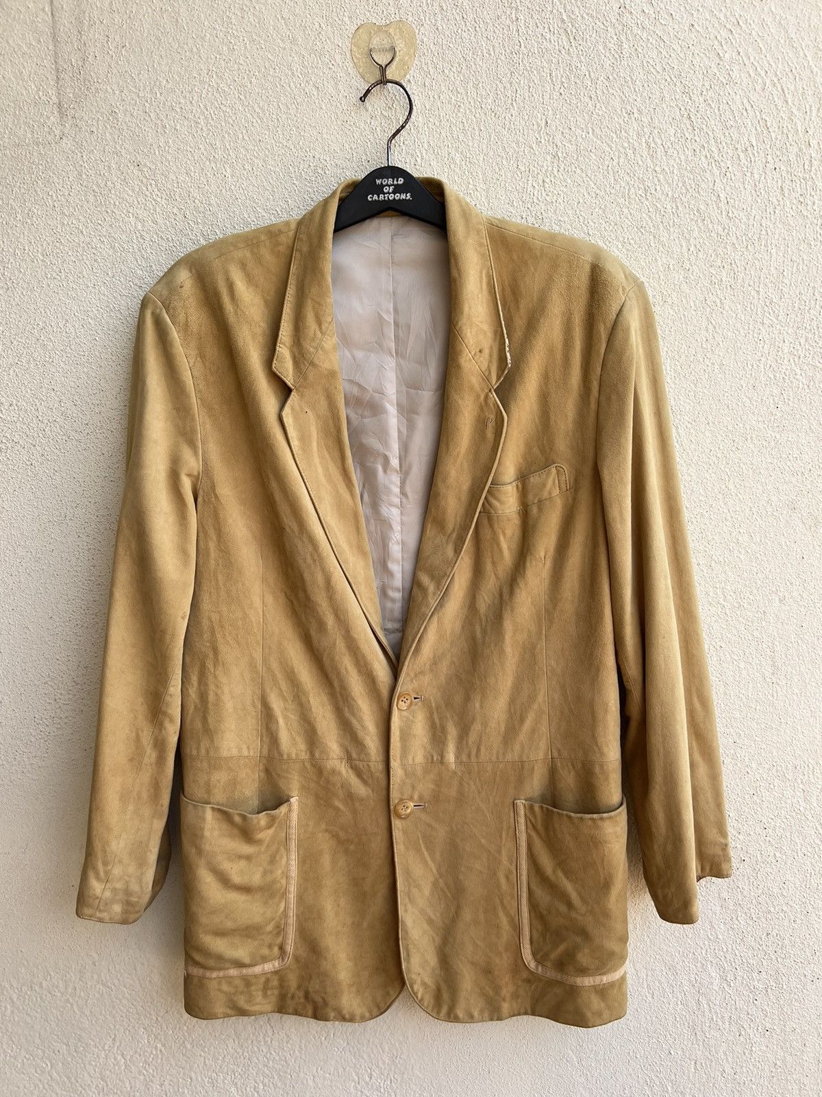 Mademoiselle Non Non Papas Japan Patina Suede Sheepskin Leather Blazer Jacket Size US L / EU 52-54 / 3 - 1 Thumbnail