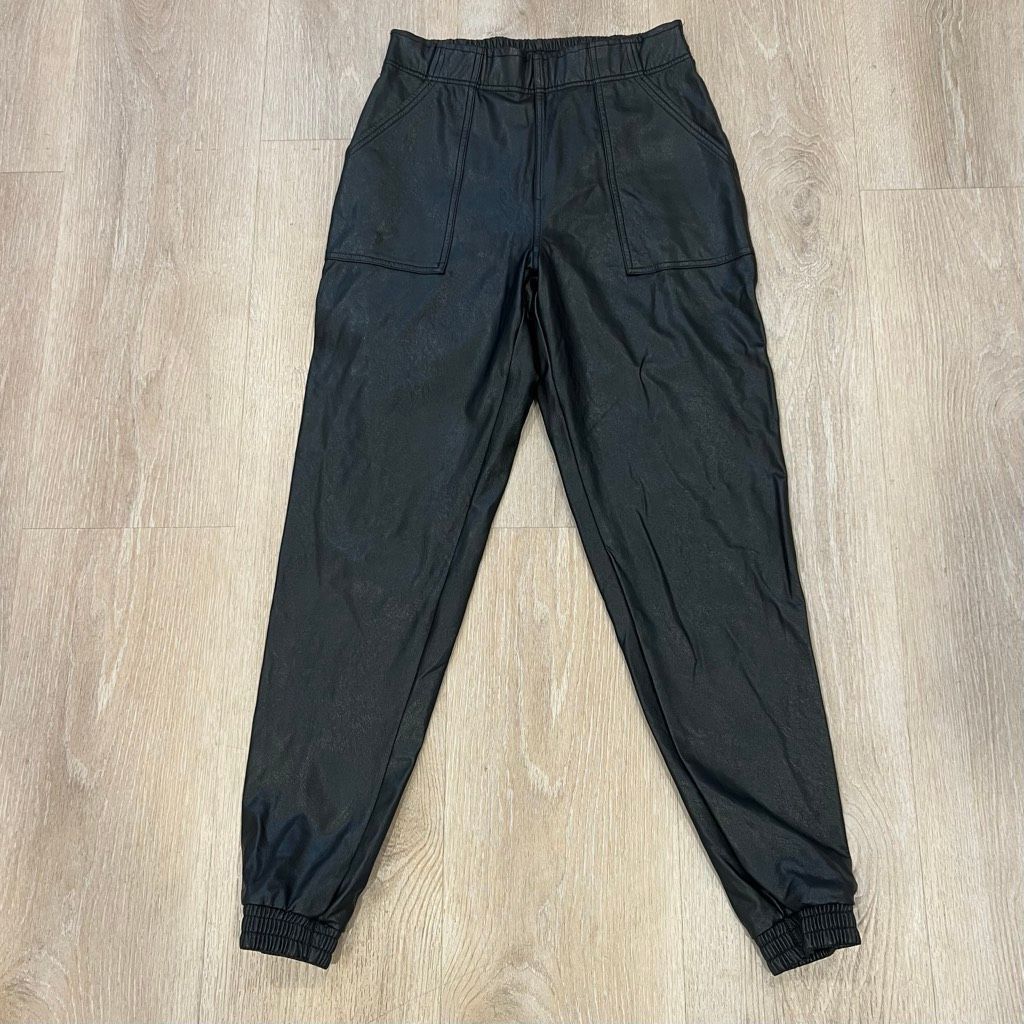 Spanx SPANX Black Faux Leather Joggers Lined Slimming Pants Women’s Small Size 27" / US 4 / IT 40 - 2 Thumbnail
