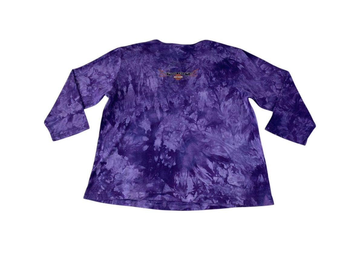 Harley Davidson 90s Harley Davidson V Neck Tye Dye Printed Longsleeve Tee Size XL / US 12-14 / IT 48-50 - 2 Thumbnail