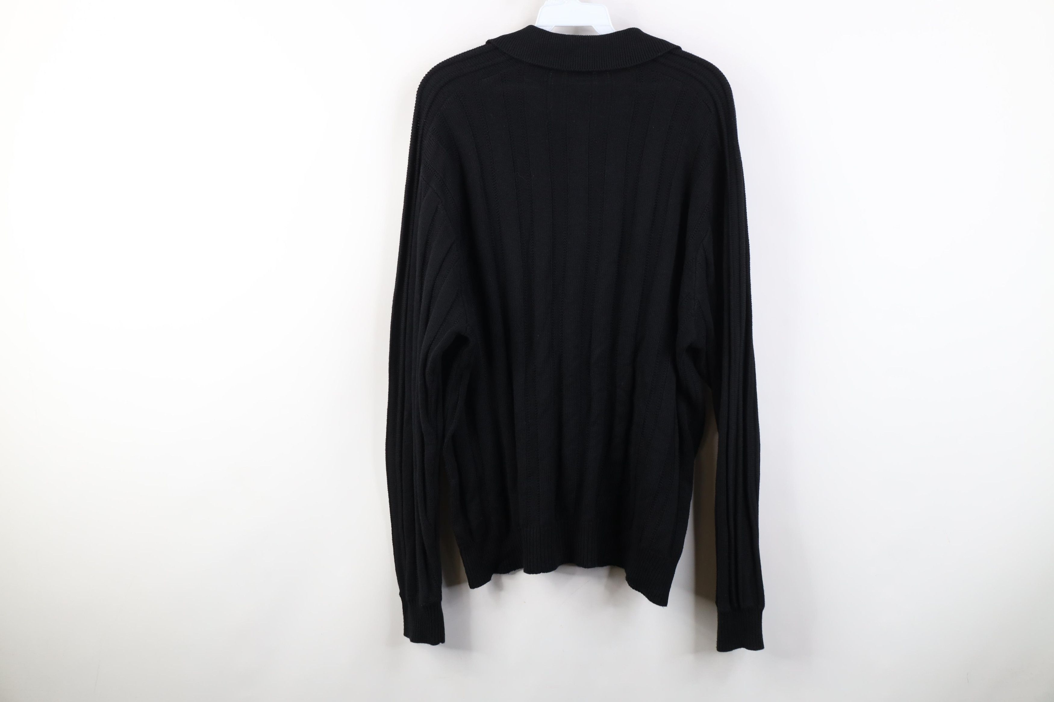 Vintage Vintage 90s Streetwear Ribbed Knit Collared Sweater Black Size US L / EU 52-54 / 3 - 10 Thumbnail