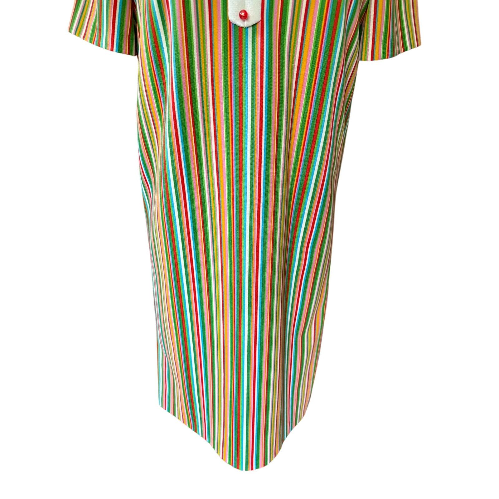 Vintage Vintage 70s Rainbow Striped Whimsy Shift Dress Small Med Size M / US 6-8 / IT 42-44 - 4 Thumbnail