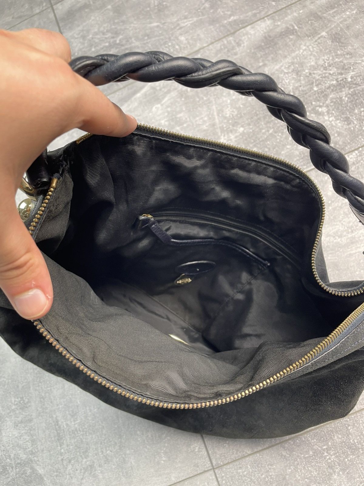 Mulberry Mulberry Daria Hobo Suede Leather Sling Handbag Black Size ONE SIZE - 10 Thumbnail