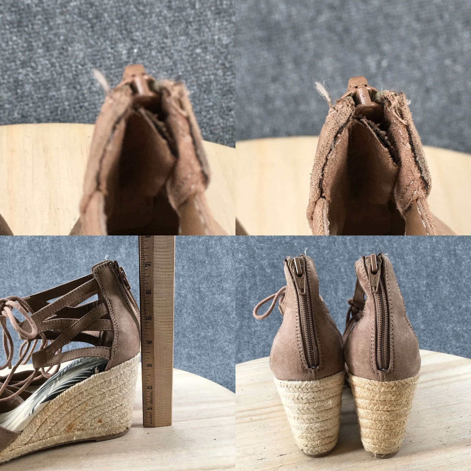 Dolce Vita DV Dolce Vita Sandals Womens 10 D Orsay Espadrille Beige Fabric Back Zip Lace Up Size US 10 / IT 40 - 8 Thumbnail