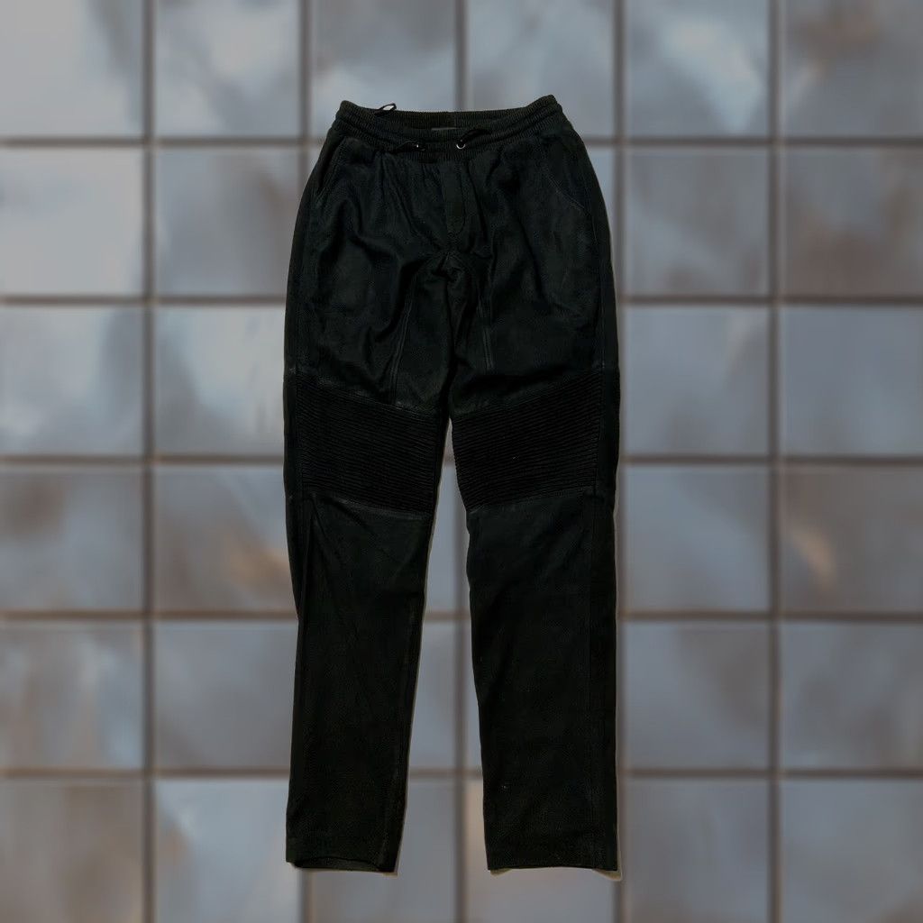 Vintage VINTAGE Autark Rough Concept Berlin Lamb Leather Biker Moto Canvas Drawstring Pants Sz.M Dark Charcoal Grey Men Regular M Inseam 33** Size US 31 - 1 Thumbnail