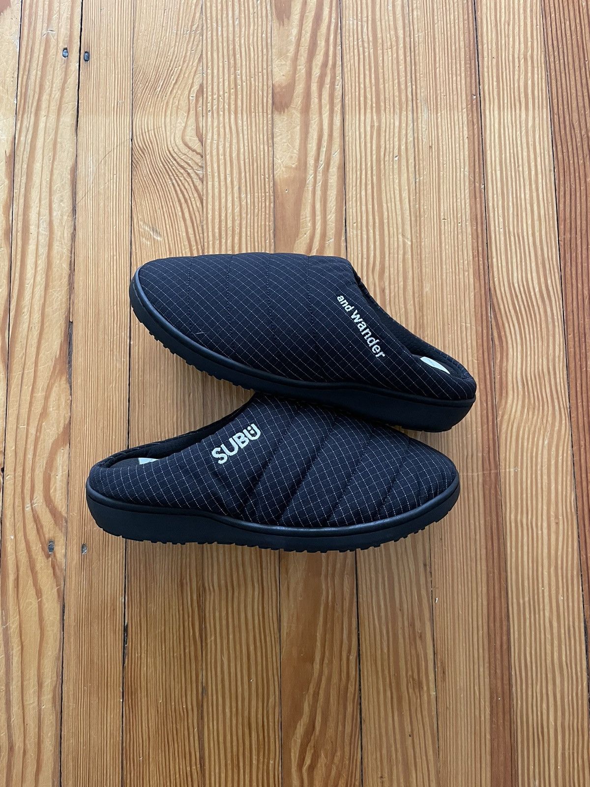 image of And Wander Subu Reflective Slippers Mule Shoes Black, Men's (Size 9)