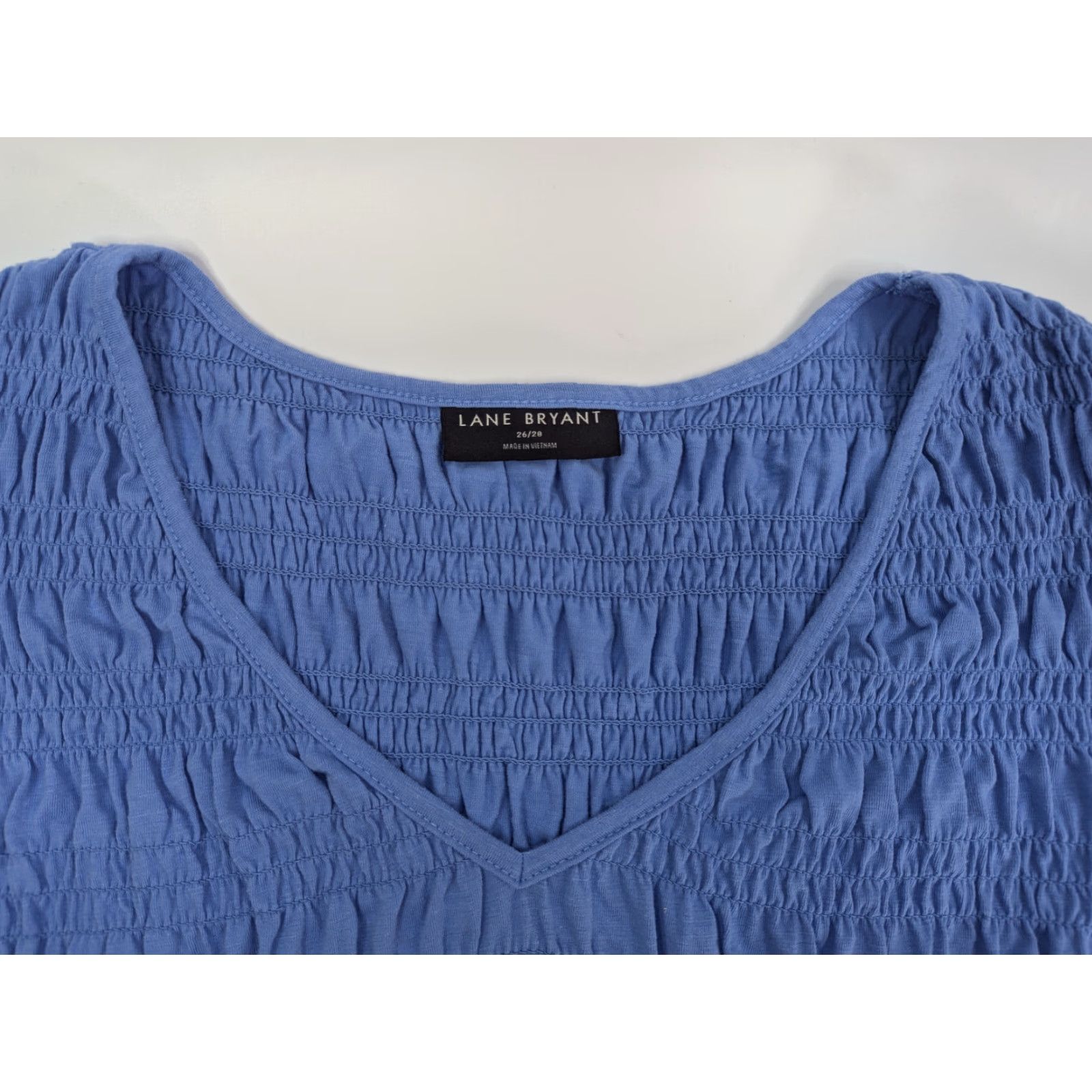 Vintage Lane Bryant Women's Blouse Shirt V-Neck Flutter Sleeve Smocked Peplum Top Size 26/28 Blue) Size 4XL / US 24-26 - 5 Thumbnail