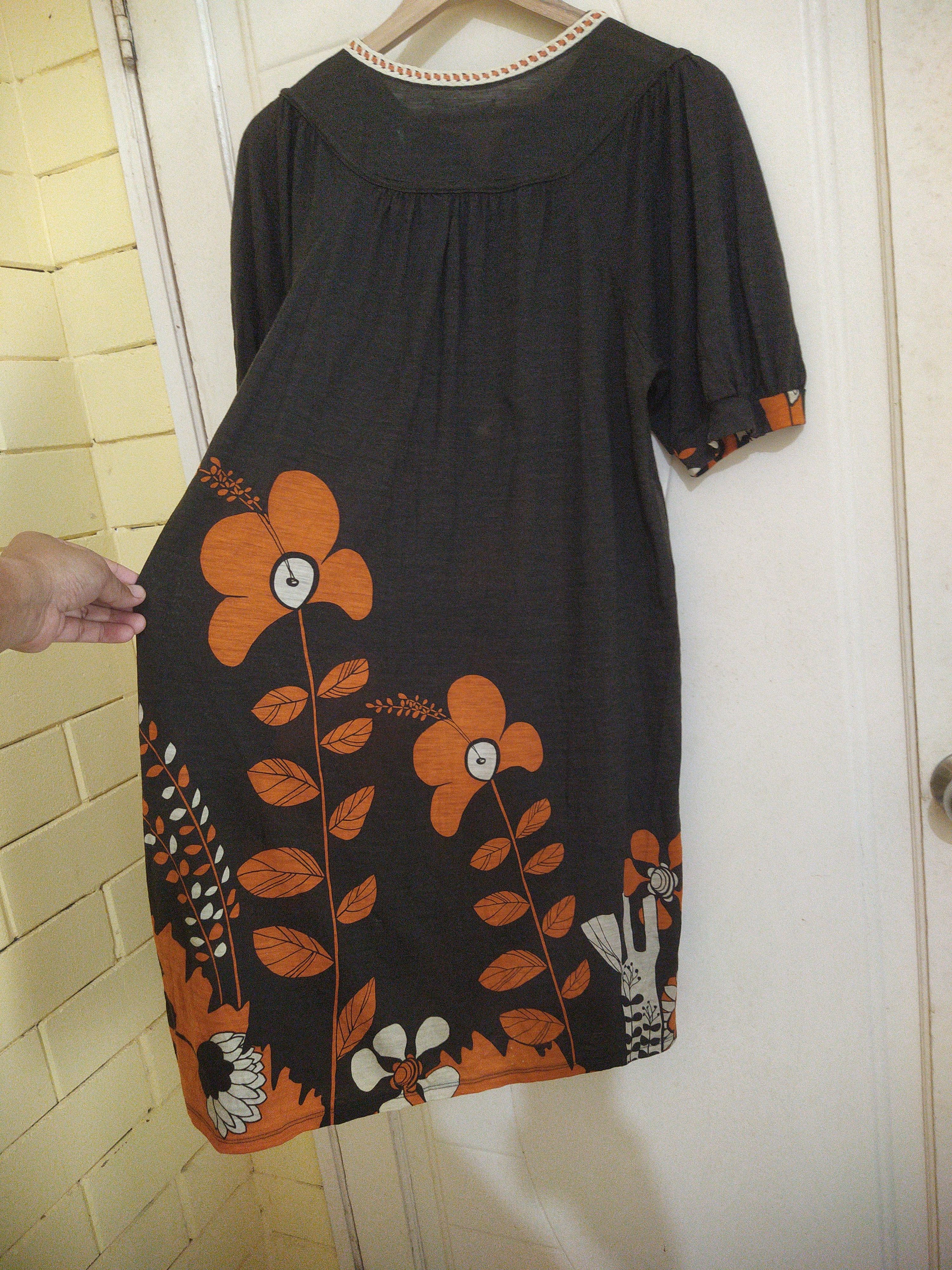 Issey Miyake Tsumori Chisato Orange Floral Art Crochet Lace-Up Neckline Size M / US 6-8 / IT 42-44 - 6 Thumbnail