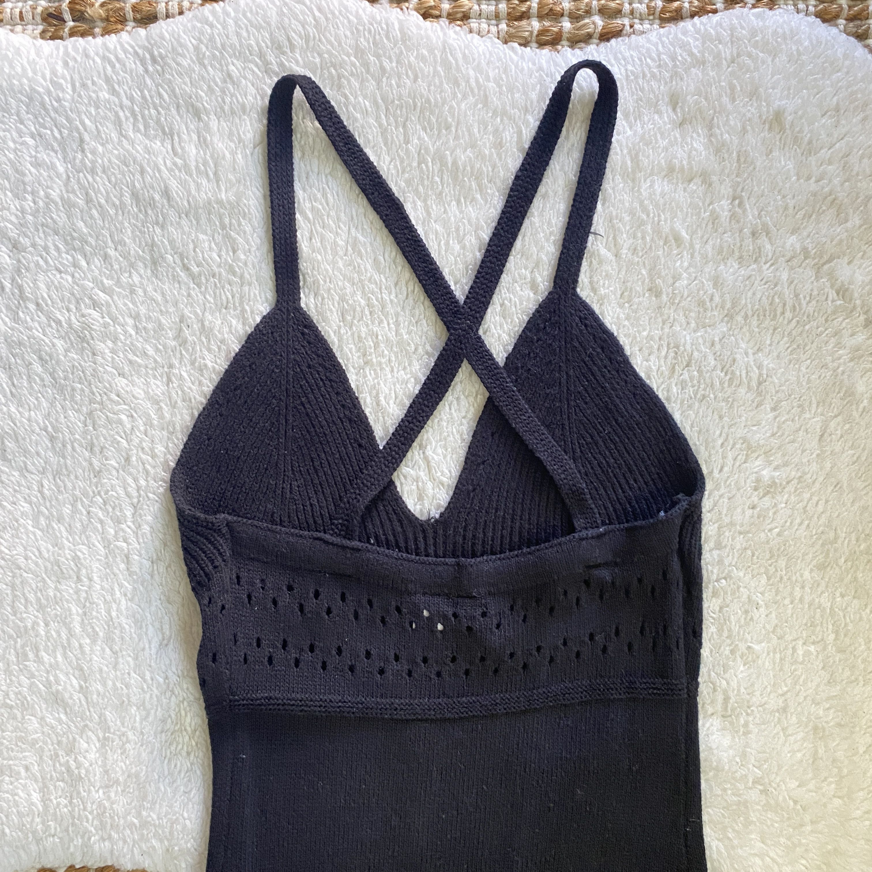 H&M H&M Divided Black Knitted Cotton Strappy Dress – Size Small Size S / US 4 / IT 40 - 4 Thumbnail