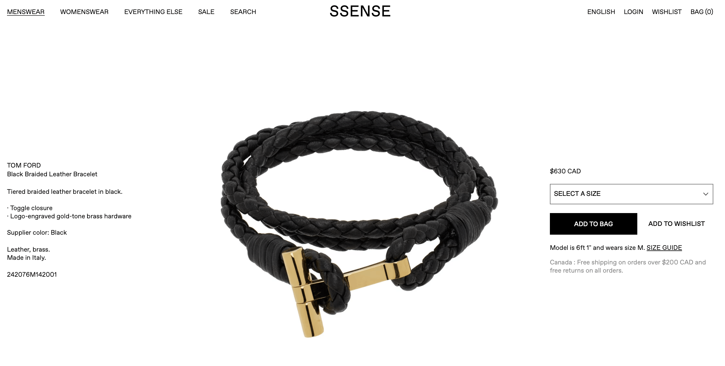 Tom Ford TOM FORD: Black Braided Leather Bracelet Size ONE SIZE - 2 Thumbnail
