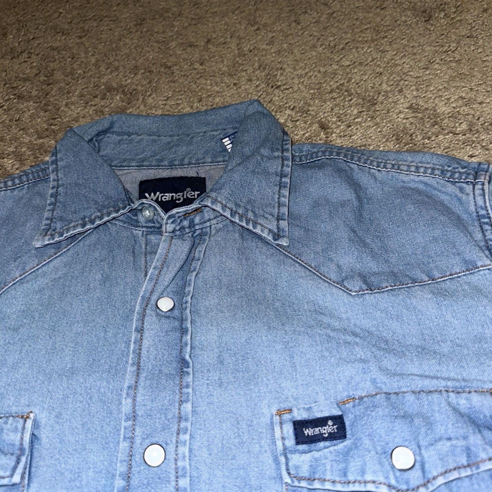 Wrangler VINTAGE Wrangler Western Shirt Mens M Blue Chambray Button-Up Snap Cowboys Western Size US M / EU 48-50 / 2 - 2 Thumbnail