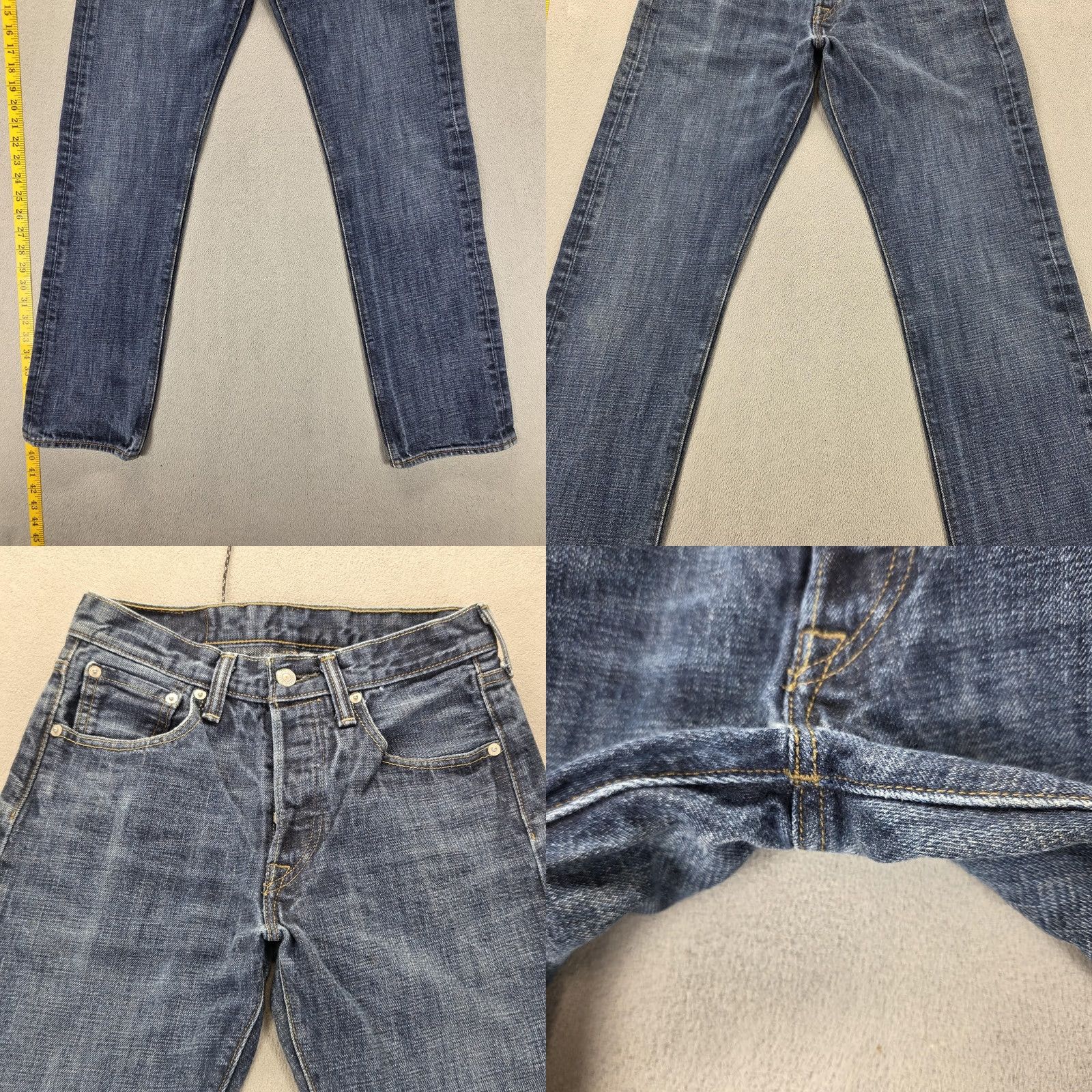 Levi's Levis 501 Jeans Mens Blue Medium Wash Regular Denim Button Fits 25x28 Straight Pockets Logo Cotton Size US 26 / EU 42 - 8 Thumbnail