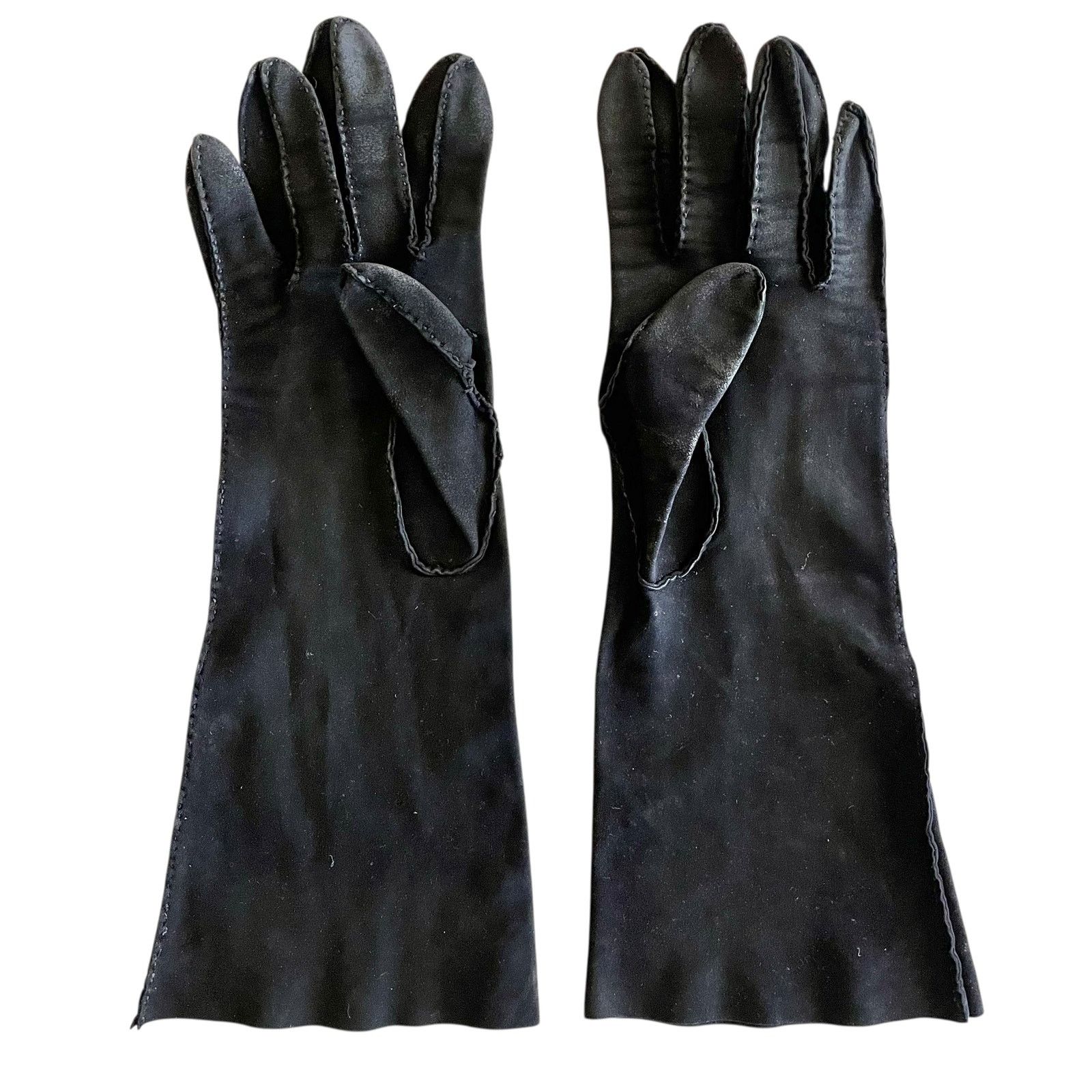 Vintage Vintage Black Fabric Forearm Long Evening Gloves Size 7 Size ONE SIZE - 4 Thumbnail