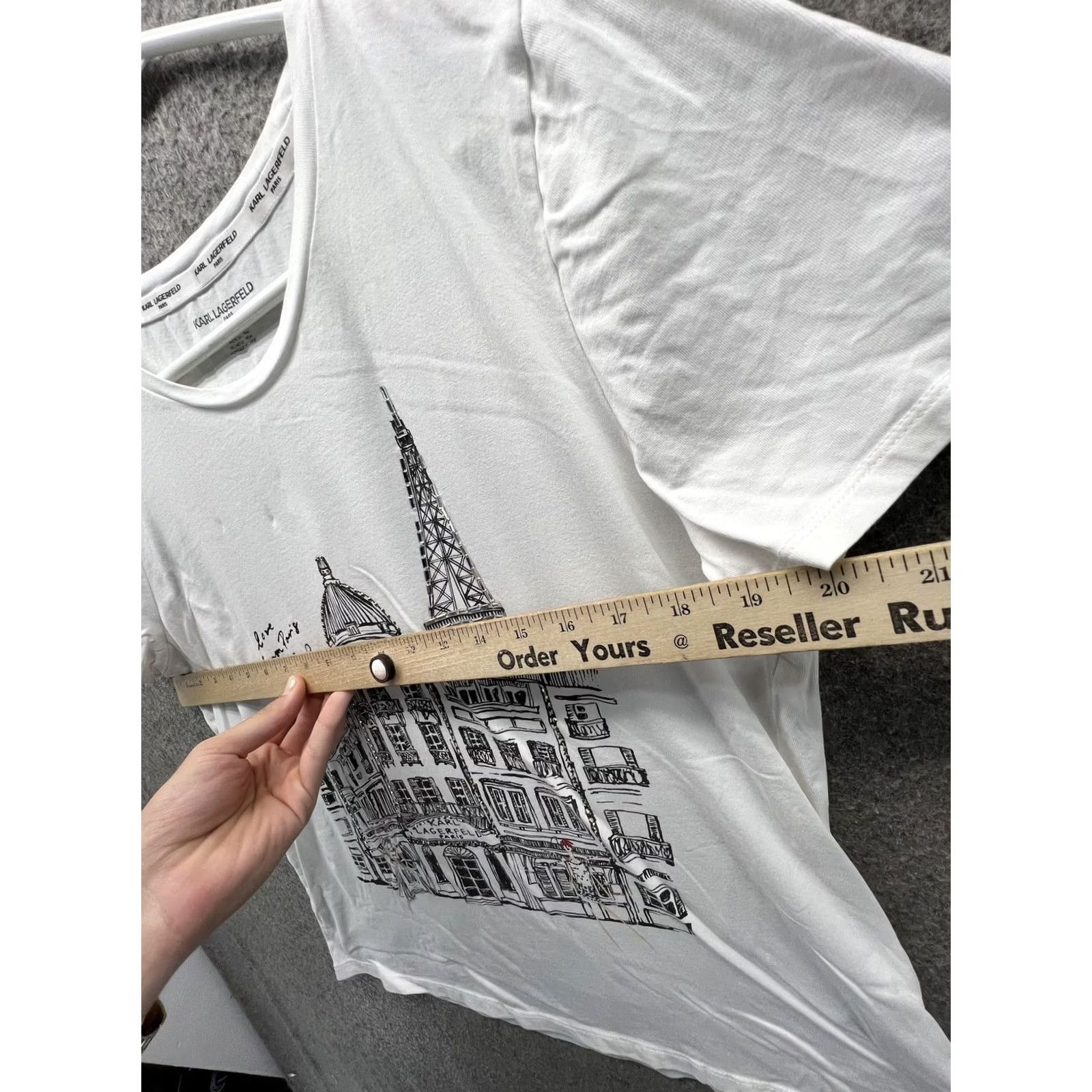 Karl Lagerfeld VINTAGE Karl Lagerfeld Paris Shirt Womens L White Crew Neck Paris Graphic Top Size L / US 10 / IT 46 - 4 Thumbnail