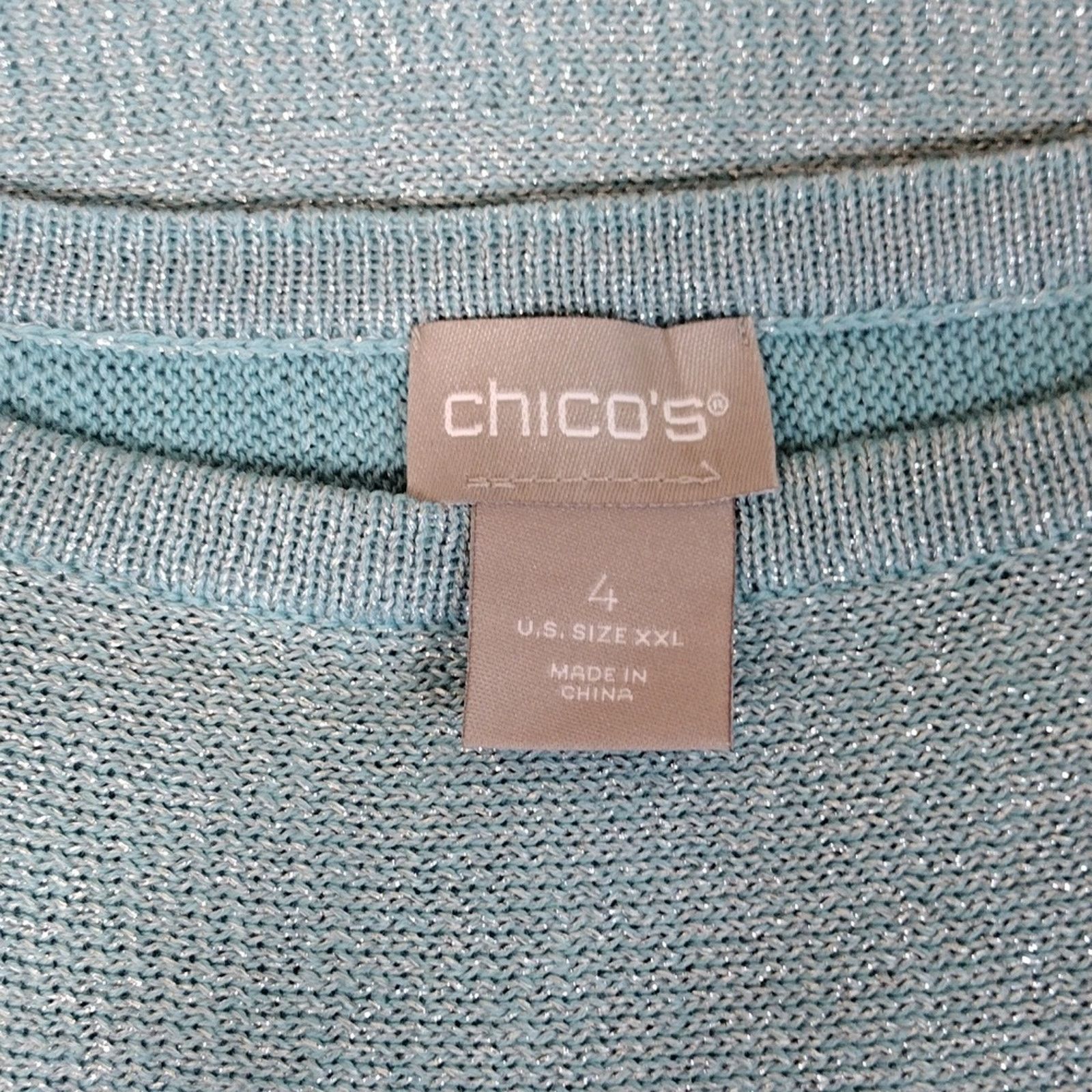 Chicos Chico's Light Blue Flowy Stripe Short Sleeve Plus Size Shirt Size XXL / US 16-18 / IT 52-54 - 5 Thumbnail