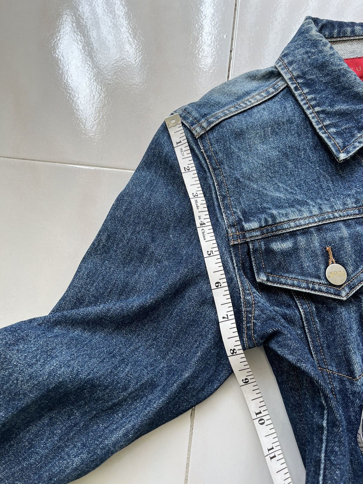 FCUK × French Connection FCUK Cropped Denim Jacket Size XS / US 0-2 / IT 36-38 - 15 Thumbnail
