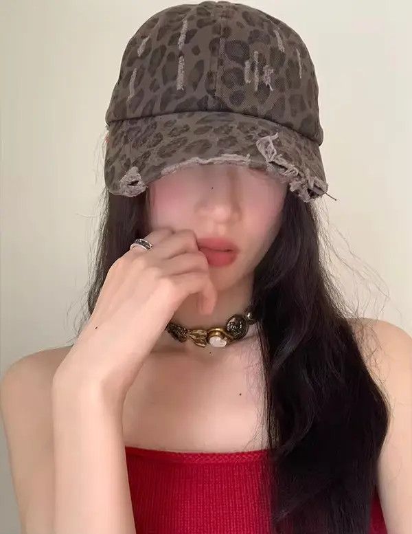 Japanese Brand Retro stole punk leopard distressed raw cap hat Size ONE SIZE - 5 Thumbnail