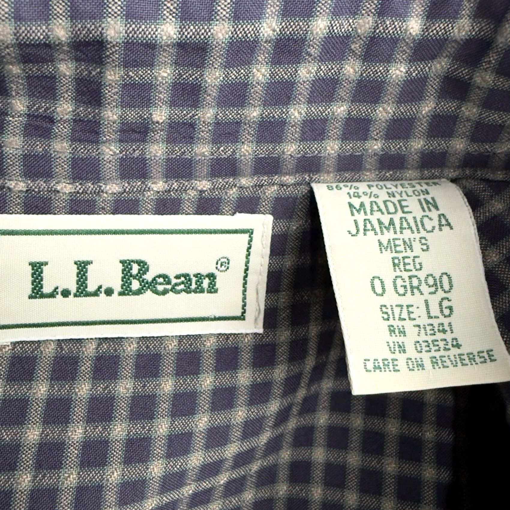 Vintage L.L. Bean Mens L Polyester Blend Plaid Short Sleeve Button Down Size Size US 33 - 4 Thumbnail