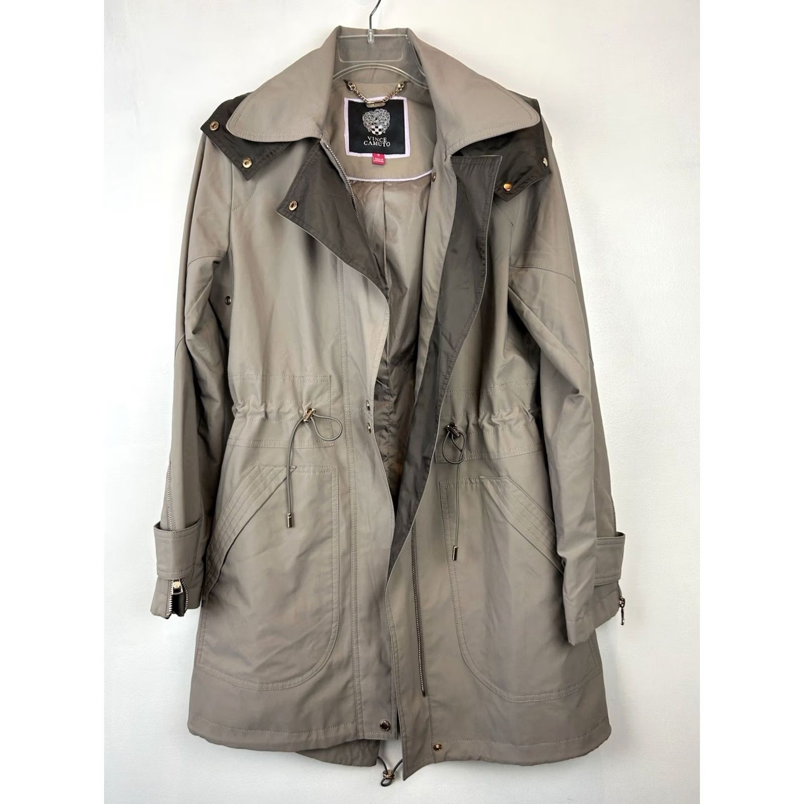 Vince Camuto Vince Camuto Trench Coat Womens Small Zip Belted Dark Red Wine Belted Classic Designer Coat Womens Size S / US 4 / IT 40 - 2 Thumbnail