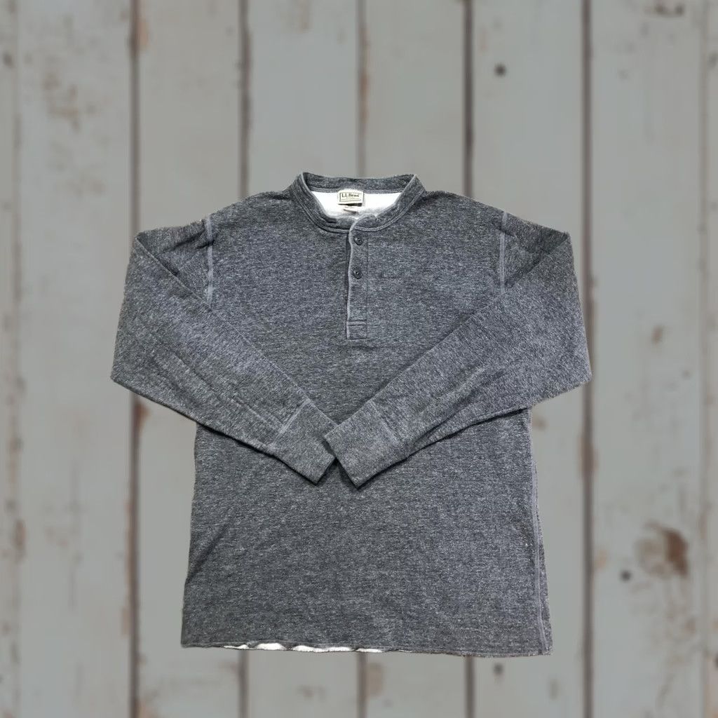 Vintage L.L.Bean Henley Shirt Mens Medium Gray Long Sleeve Thermal Tee Soft Knit Size US M / EU 48-50 / 2 - 1 Thumbnail