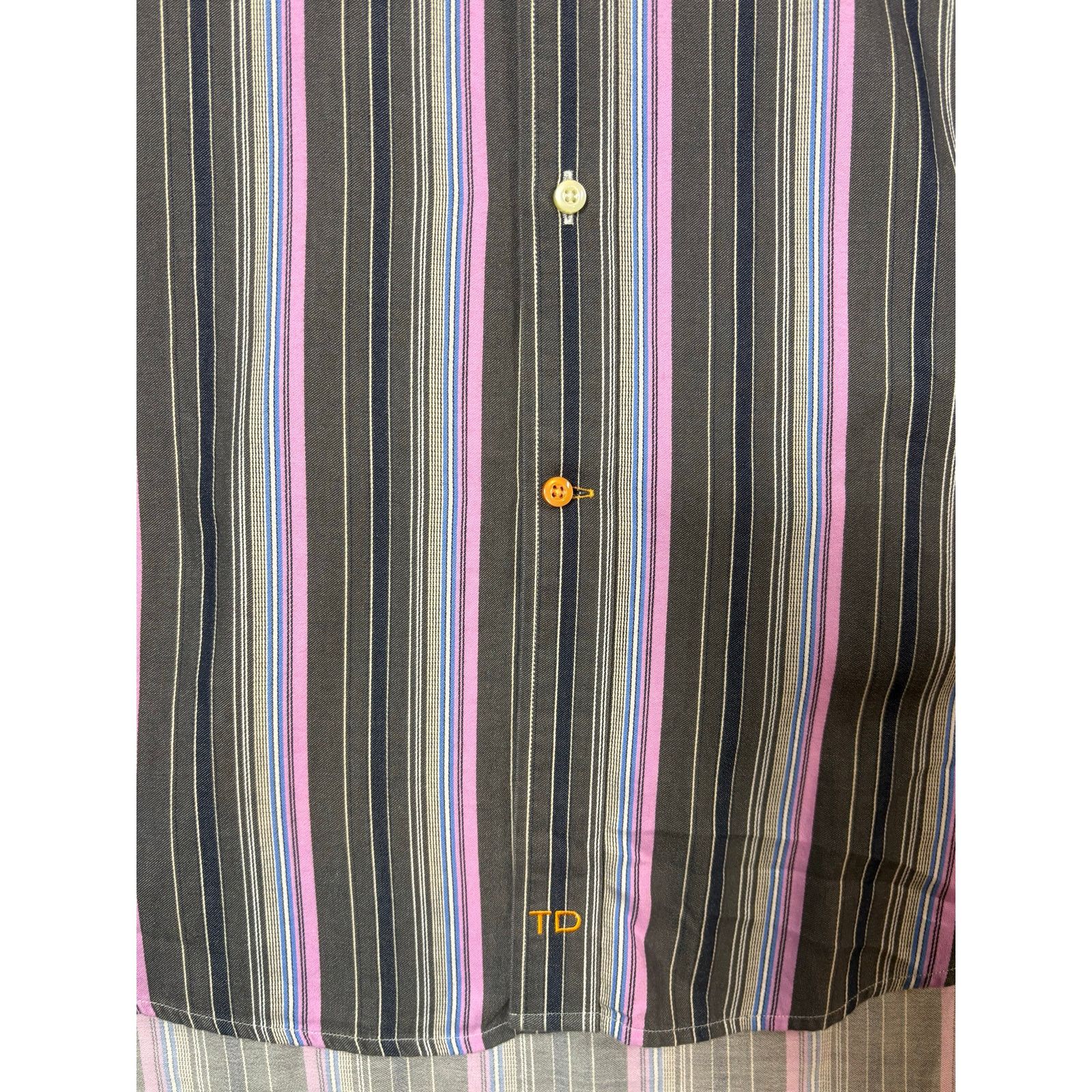 Thomas Dean Thomas Dean Button Down Shirt Mens Large Striped #0504 Size US L / EU 52-54 / 3 - 4 Thumbnail