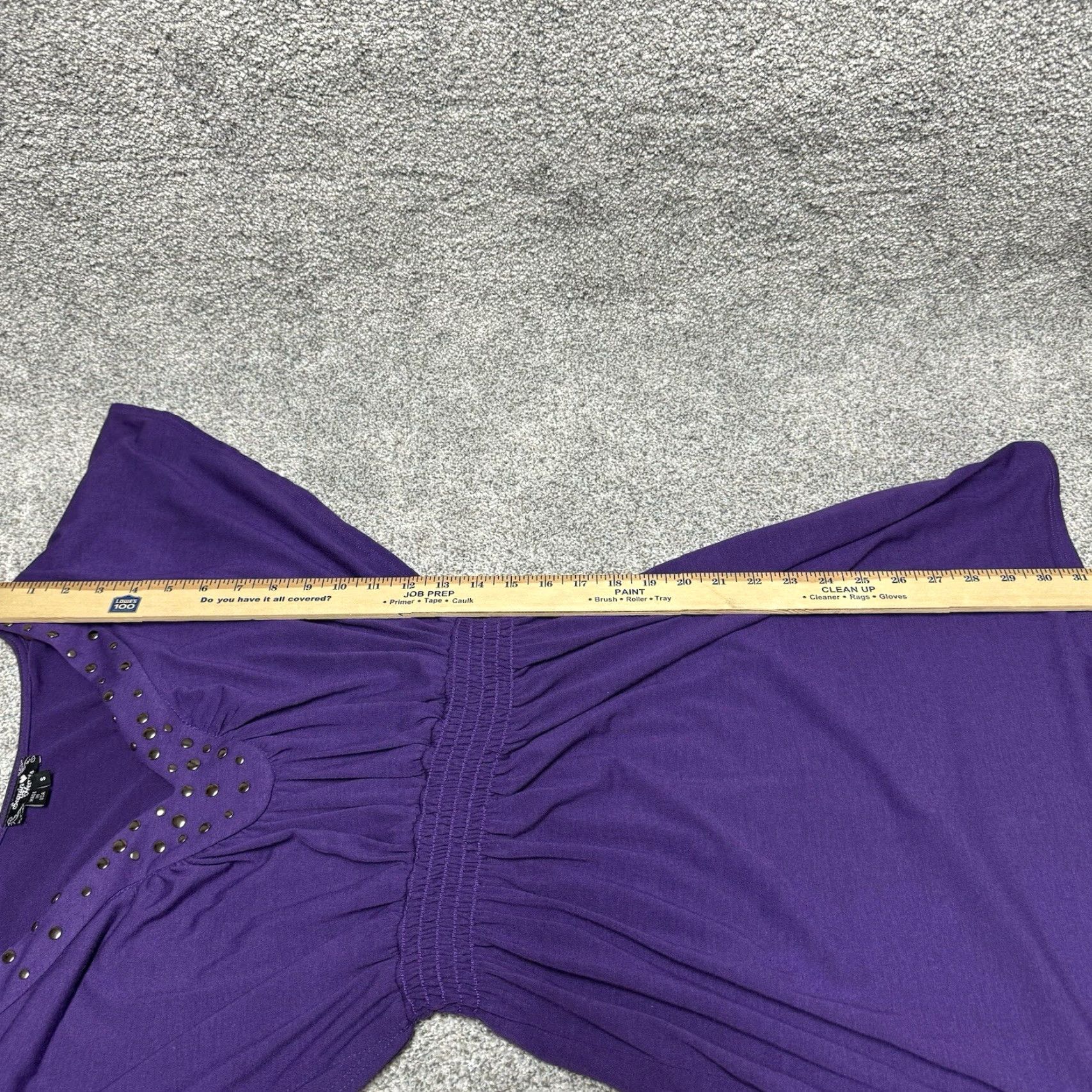 Vintage Sequin Hearts Womens Small V-Neck Flutter Sleeve Sequin Party USA Dress A-Line Knee Length Purple 90s Y2K Women’s Small Size S / US 4 / IT 40 - 7 Thumbnail