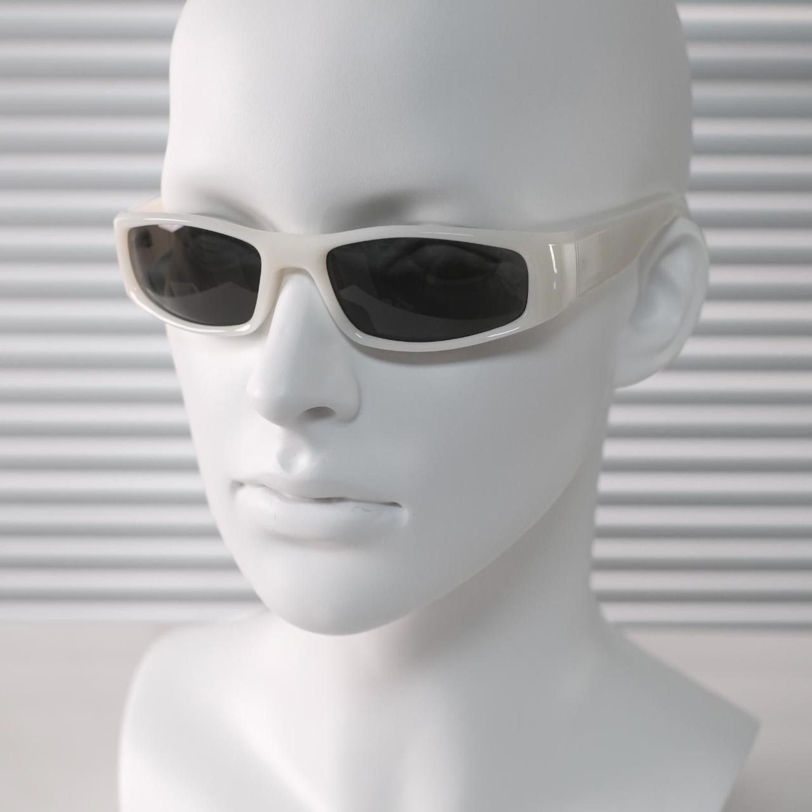 Japanese Brand Vtg Avant Garde Y2K White Jade Rectangle Sunglasses Unisex Size ONE SIZE - 4 Thumbnail