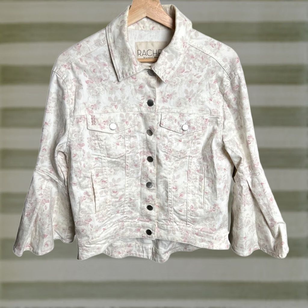 Vintage VINTAGE Rachel Roy AOP Floral Button Up White Jacket Size Small Women Jacket White Floral AOP Button Up Small Womens Size S / US 4 / IT 40 - 1 Thumbnail