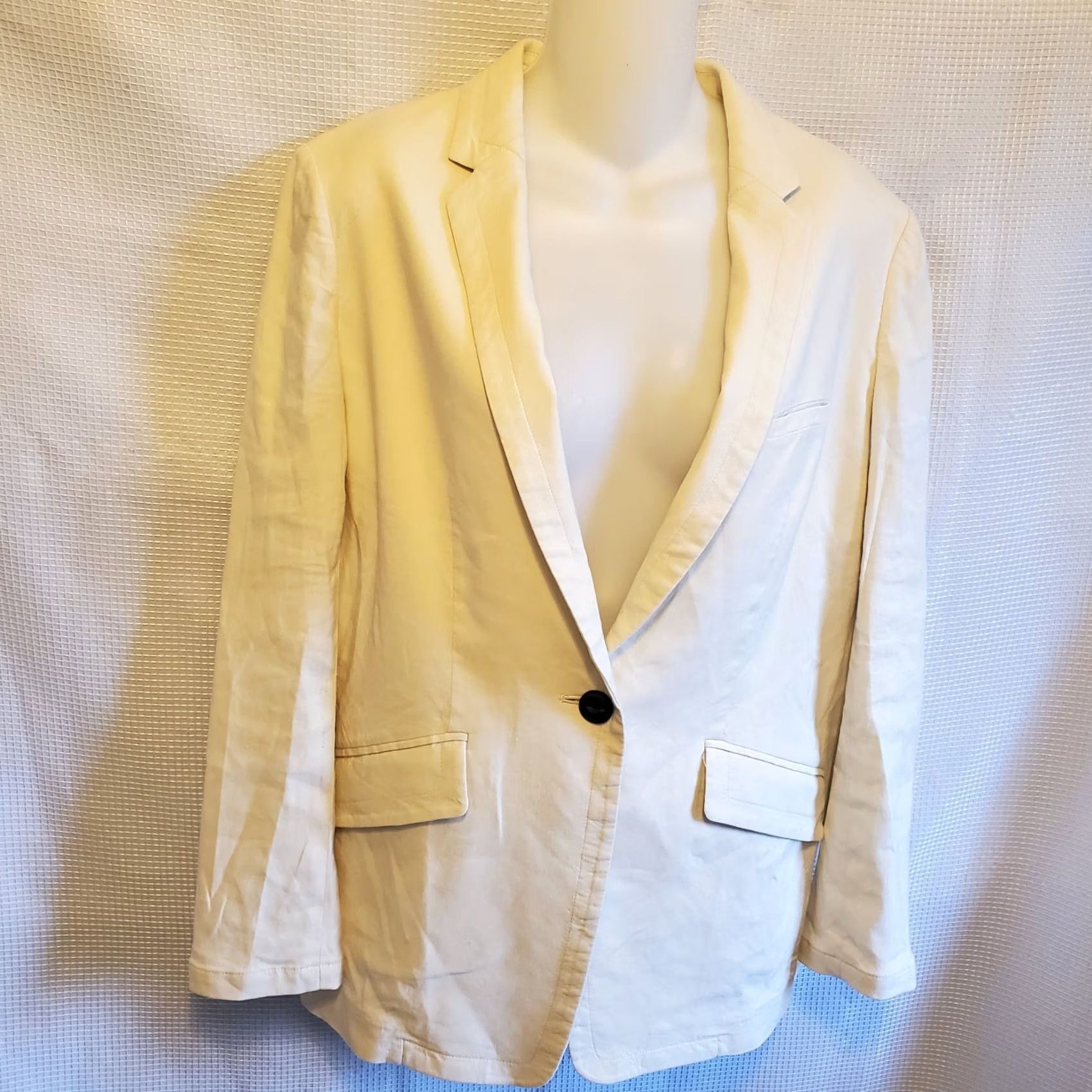 Rag & Bone Rag & Bone Blazer Ivory Linen Classic Mid-Length 1 Button Size 4 Women Shirt/Coat Bohemian/Preppy, Office, Workwear Size S / US 4 / IT 40 - 4 Thumbnail