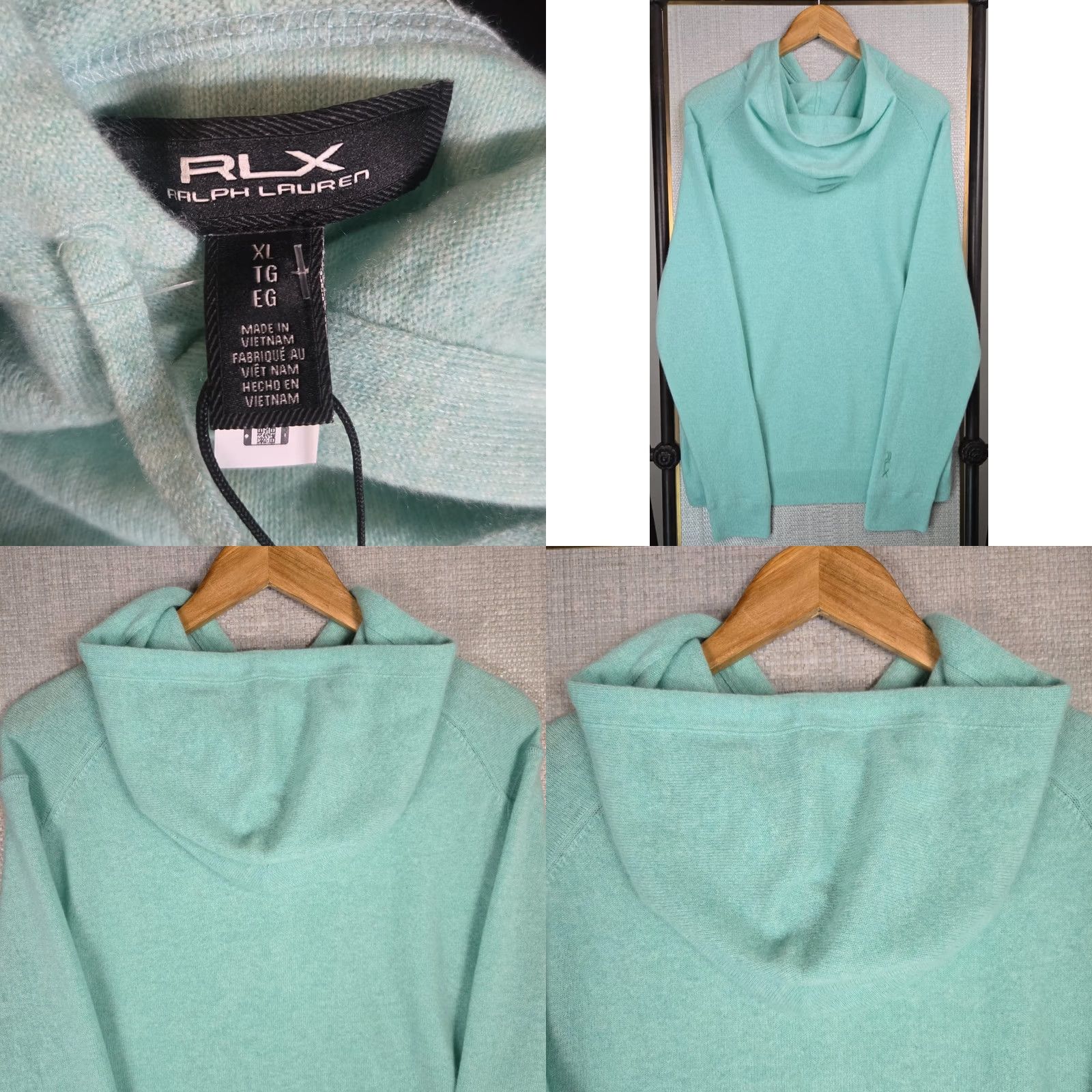 Polo Ralph Lauren VINTAGE RLX POLO RALPH LAUREN New 48 Mens XL 100% Cashmere Sweater Hoodie Sea Foam Size US XL / EU 56 / 4 - 8 Thumbnail