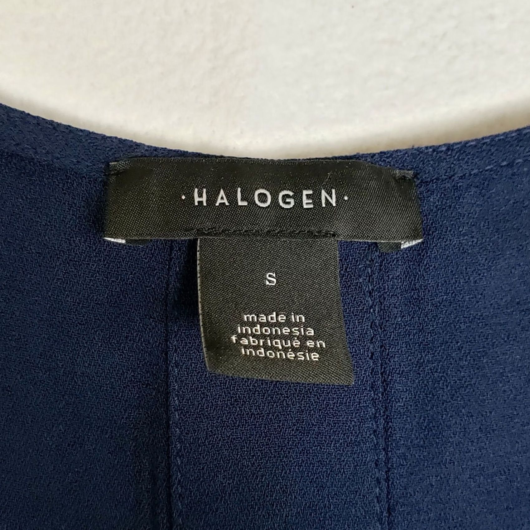 Vintage HALOGEN NAVY BLUE Button on Back Ruffle Sleeve Top Sz S NEW Women Shirt Short Sleeve Square Neck Regular FIT Size S / US 4 / IT 40 - 6 Thumbnail