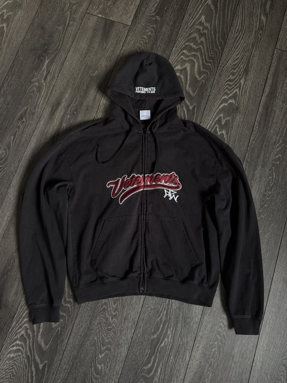 Vetements Vetements Bro Baseball Embroidered Logo Zip Hoodie | Grailed