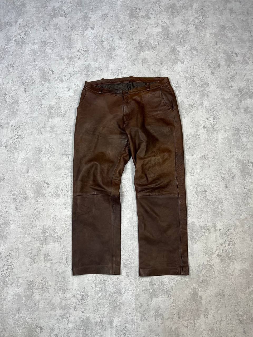 Genuine Leather Vintage Brown Leather Pants Y2K Size US 36 / EU 52 - 1 Thumbnail