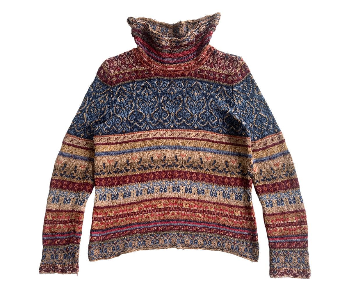 Brooks David Brooks High Neck Printed Winter Knitted Size L / US 10 / IT 46 - 3 Thumbnail