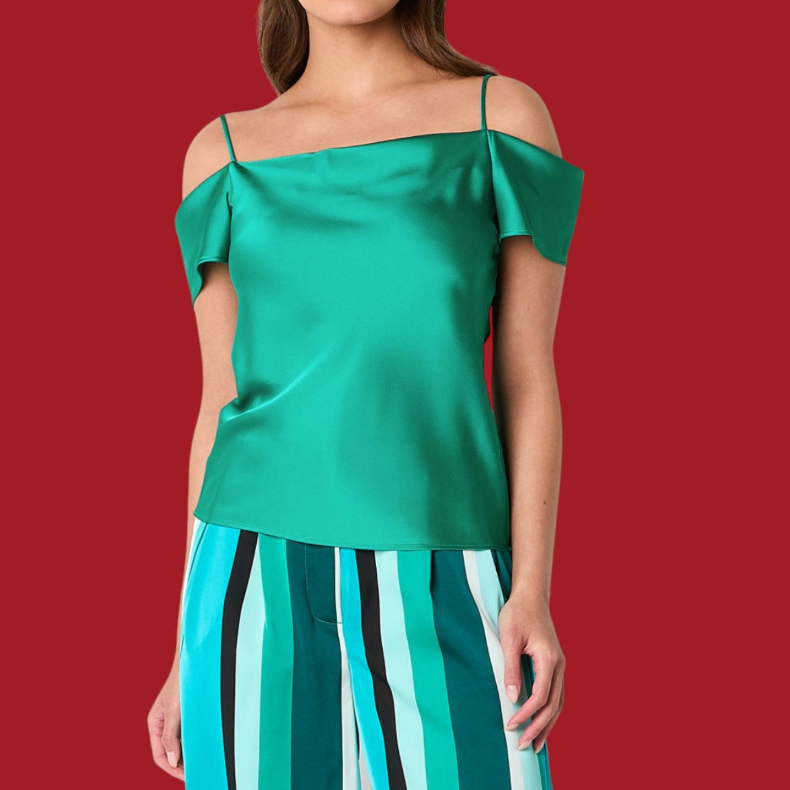 Worthington Worthington - Women's Square Neck Short Sleeve - Satin Blous Size XL / US 12-14 / IT 48-50 - 1 Thumbnail
